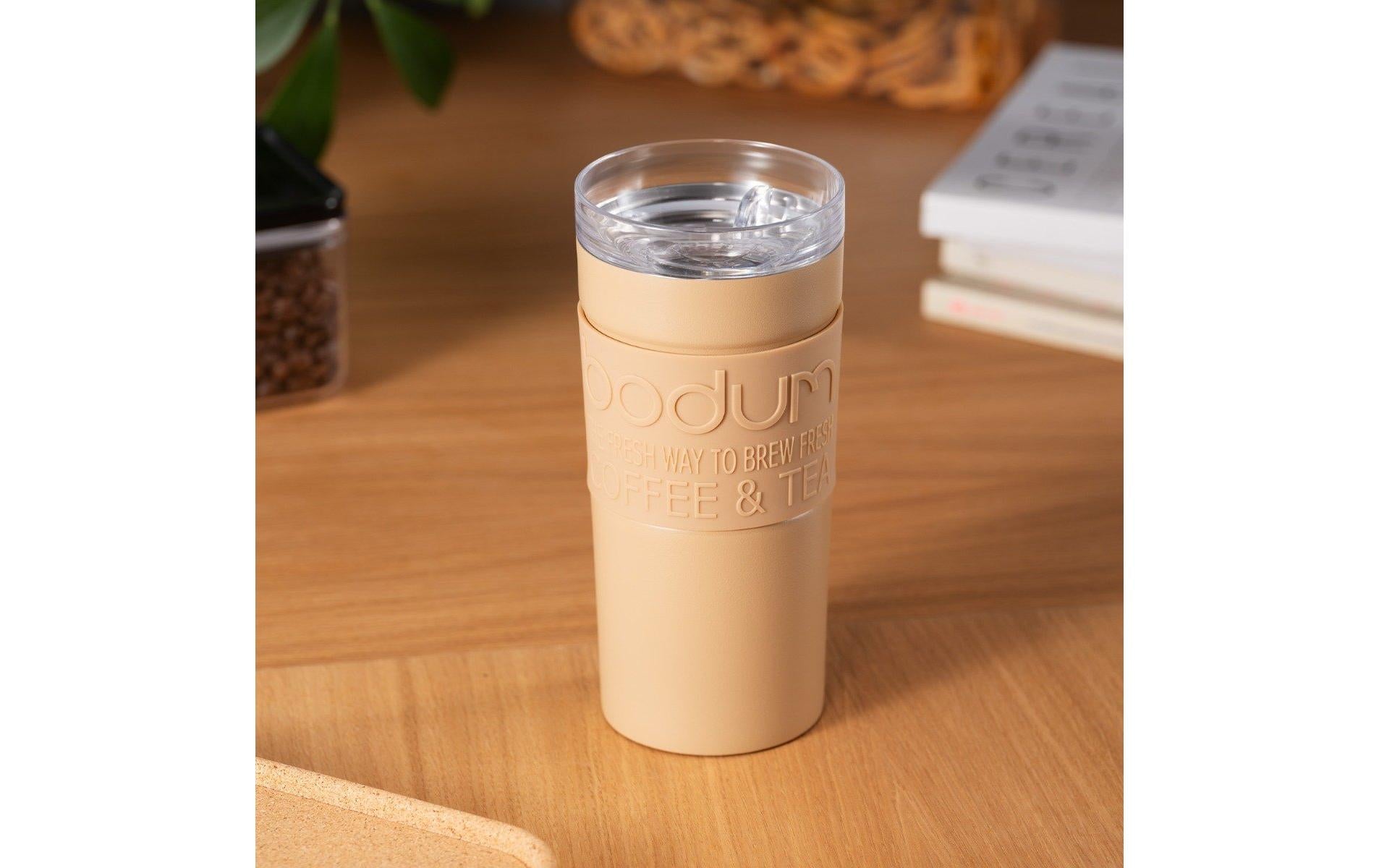 Bodum Thermobecher 11093-500PS-10 – 350 ml, Ø 8,1 cm, H 17,6 cm, Kunststoff/Edelstahl, Vanille, mit Deckel, do