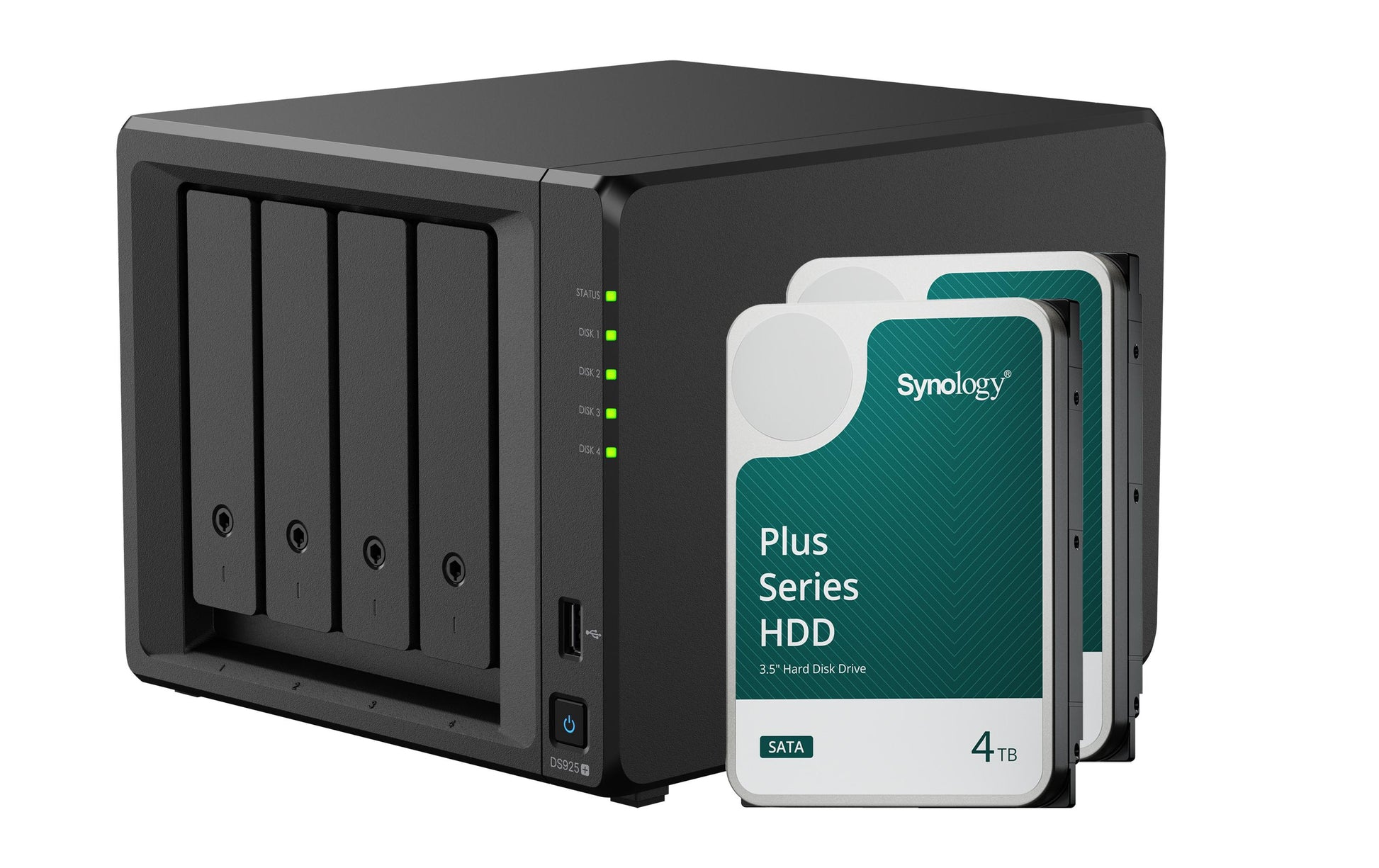 Synology DS925+ – 9-Bay Tower NAS – AMD Ryzen V1500B, 4 GB RAM, 2.5GbE, 8 TB HDD vorinstalliert