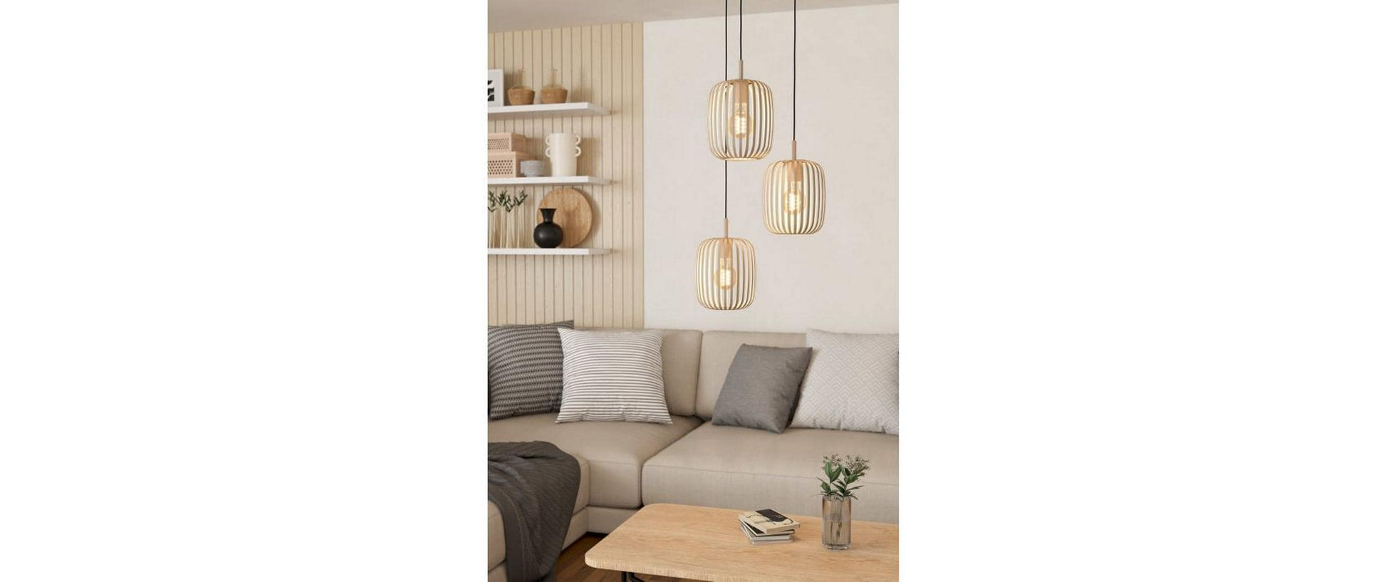 EGLO Deckenleuchte ROMAZZINA – Ø 46 × 110 cm, 120 W, 3-flammig, exkl. Leuchtmittel (E27), beige