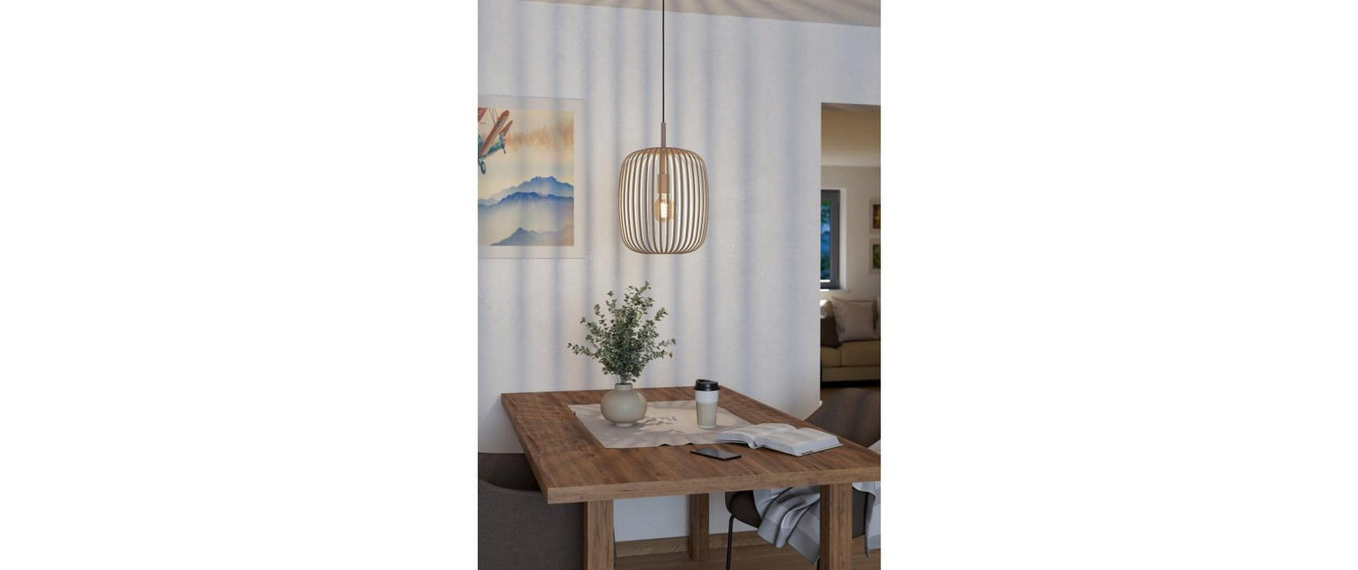 EGLO Pendelleuchte – Ø 32,5 × 110,0 cm, 40 W, dimmbar, für ZigBee 3.0, beige, exkl. E27