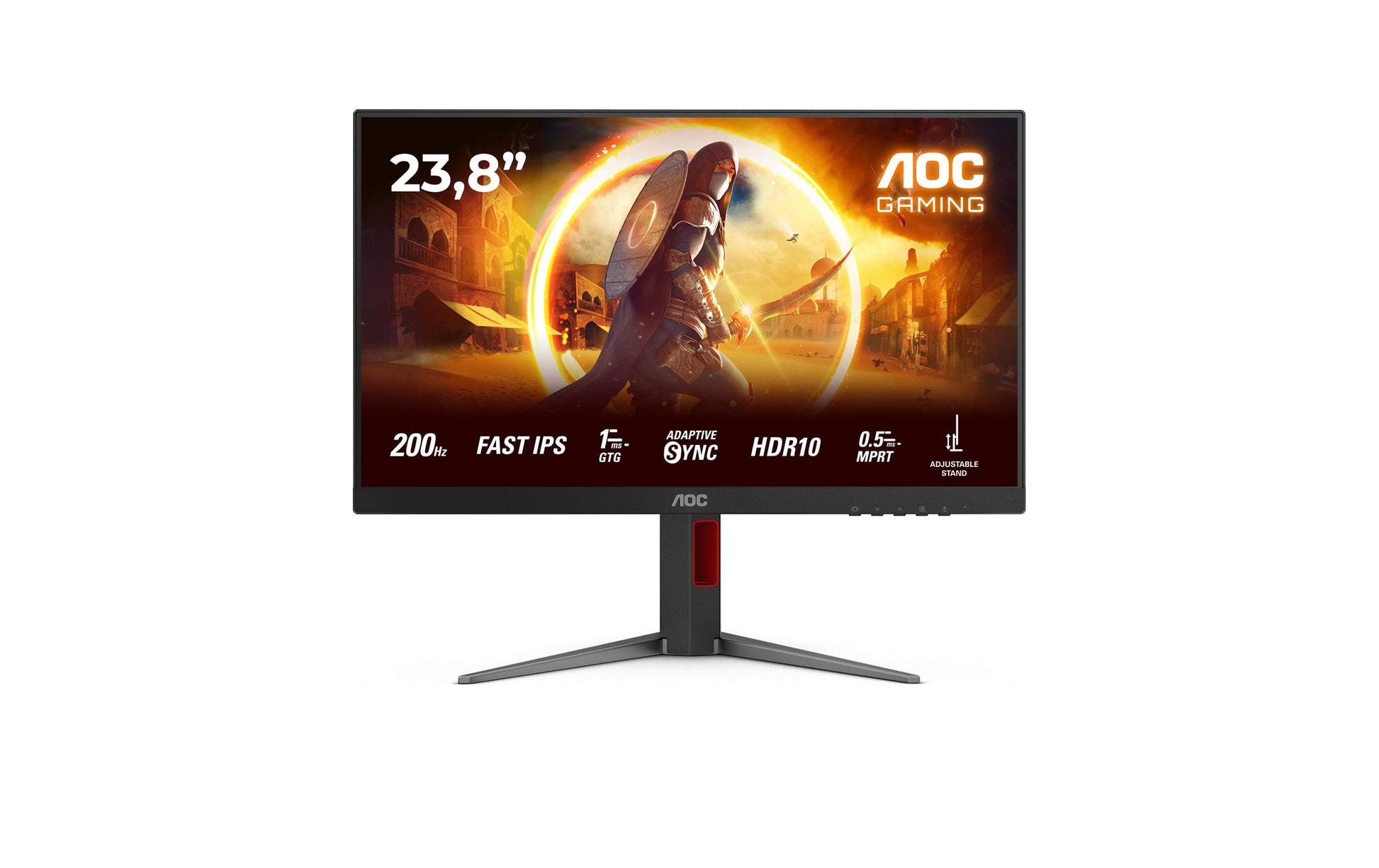AOC 24G4HA – Monitor, 23,8", IPS, 200 Hz, Adaptive Sync, Lautsprecher, Höhenverstellbar, Rot