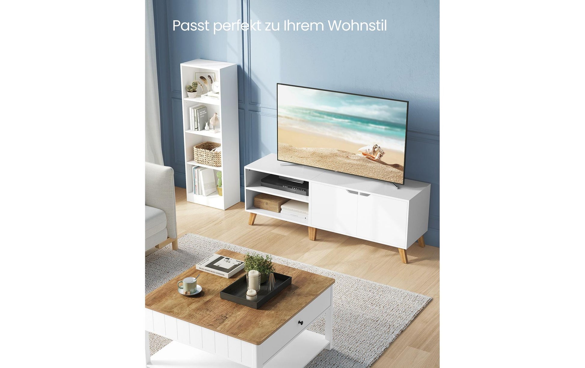 Vasagle TV-Möbel – Weiss, Spanplatte, 140 × 45 × 40 cm