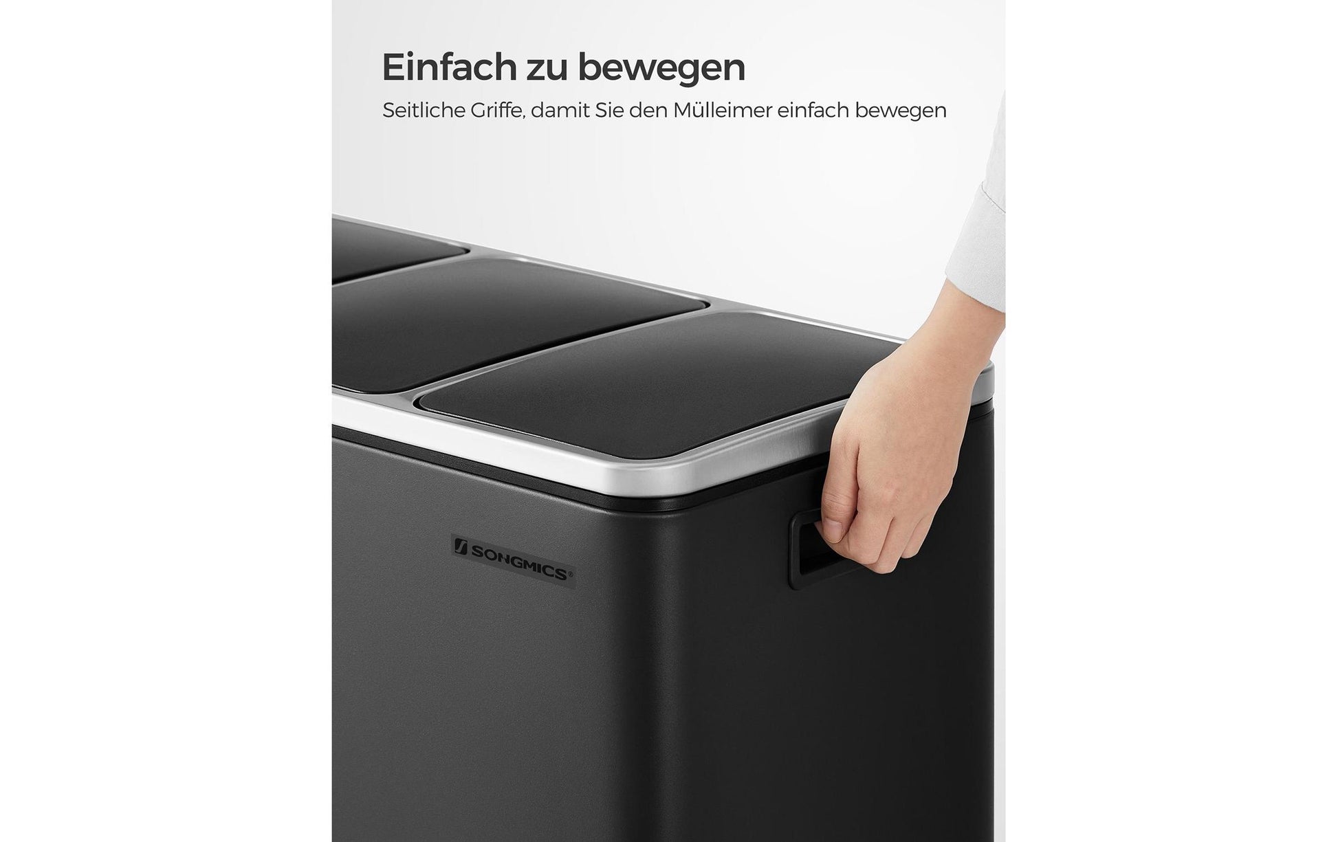 Songmics Systempapierkorb – 54 l – Stahl, Schwarz – B × H × T 615 × 560 × 315 mm