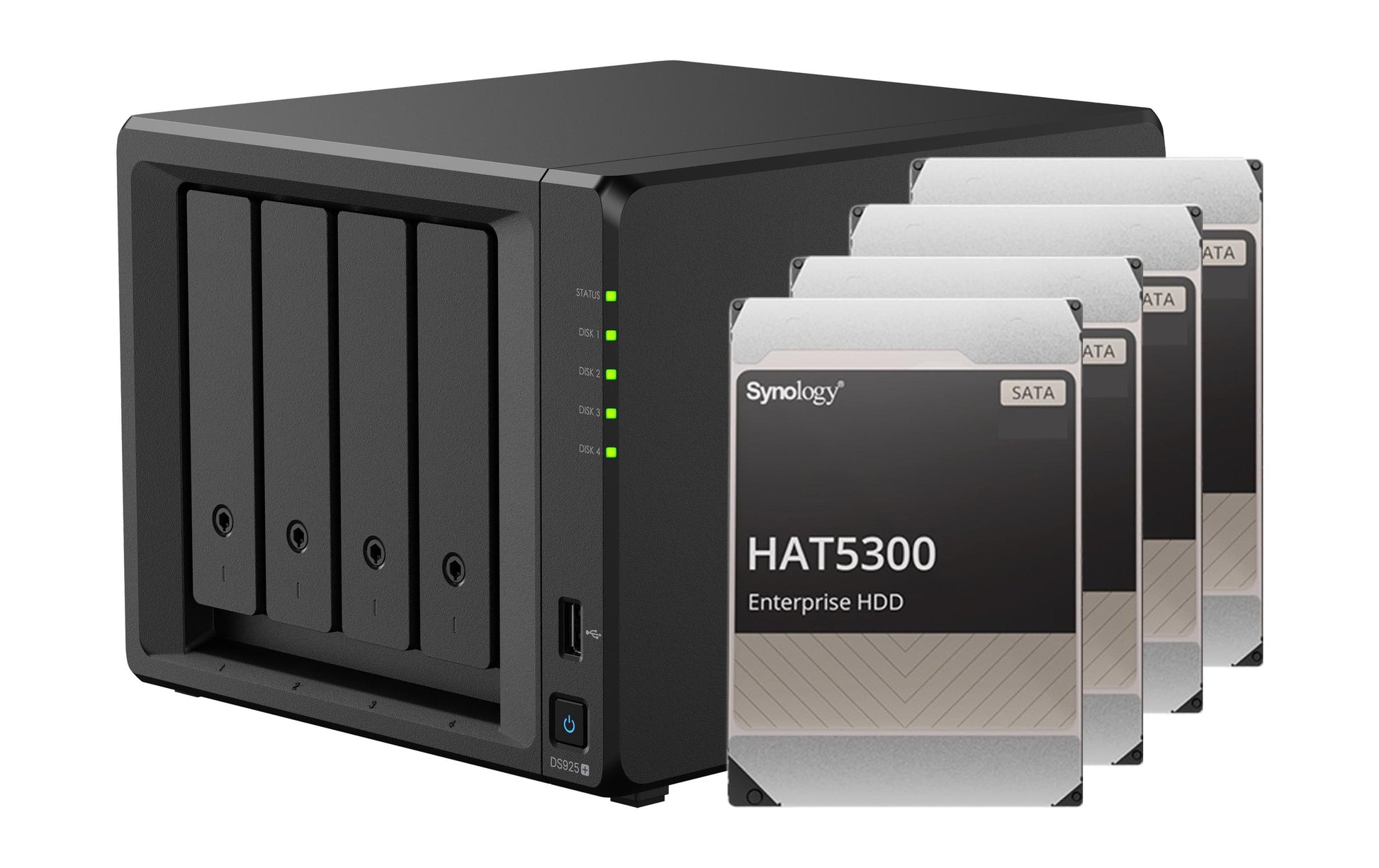 Synology DS925+ – 4-Bay Tower NAS – AMD Ryzen V1500B, 4 GB RAM, 2.5GbE, 16 TB HDD vorinstalliert