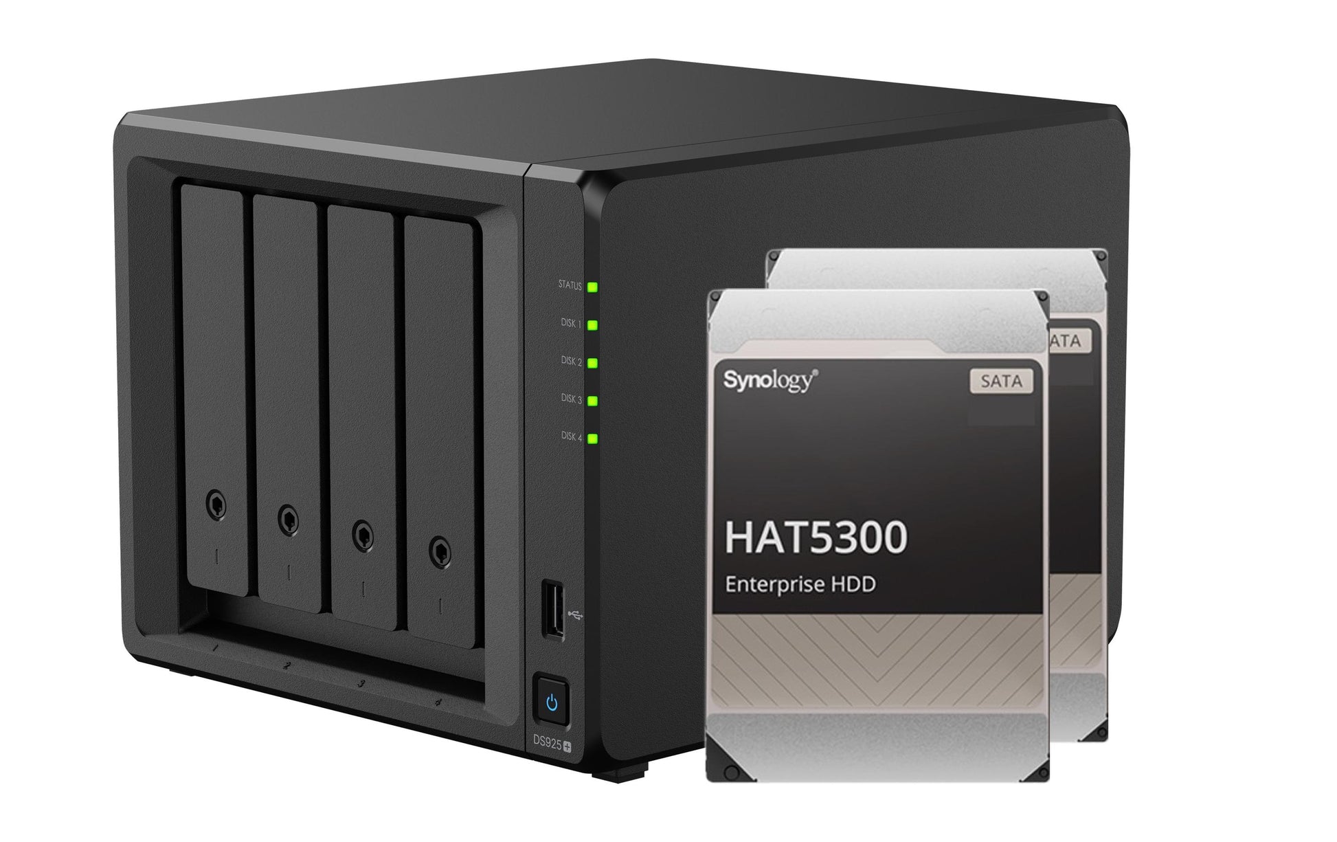 Synology DS925+ – 4-Bay Tower NAS – AMD Ryzen V1500B, 4 GB RAM, 2.5GbE, 8 TB HDD vorinstalliert