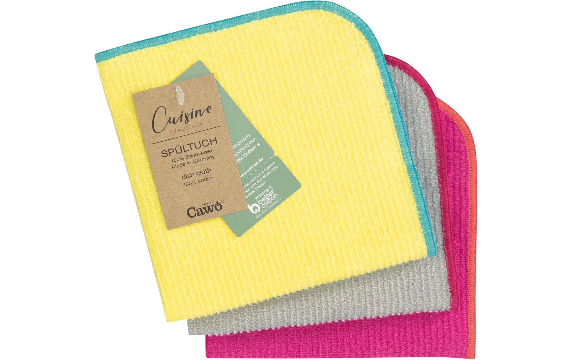 Cawö Abwaschlappen – zitronengelb – 30 × 30 cm – Baumwolle