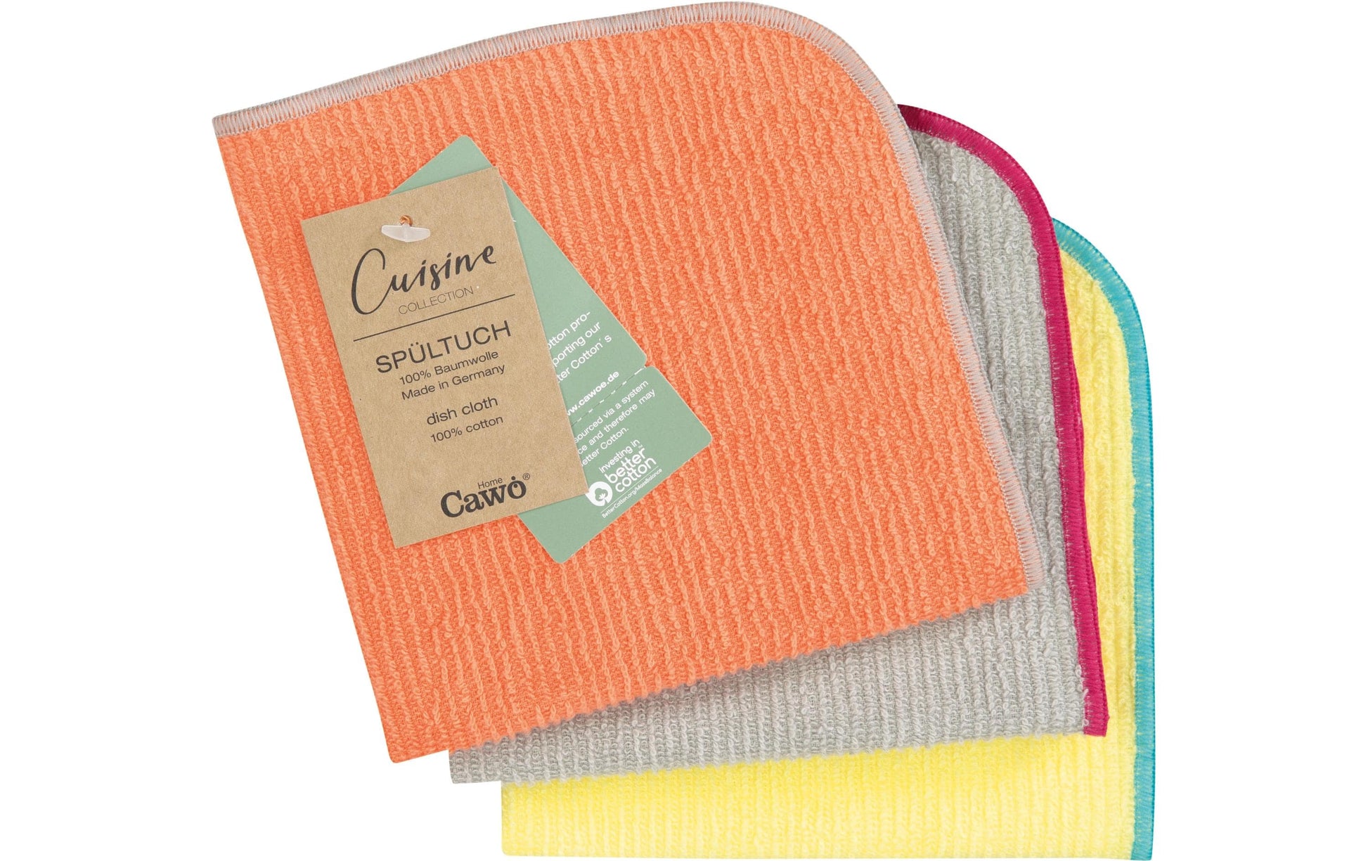 Cawö Abwaschlappen Trio – Zitronengelb – 30 × 30 cm – Baumwolle