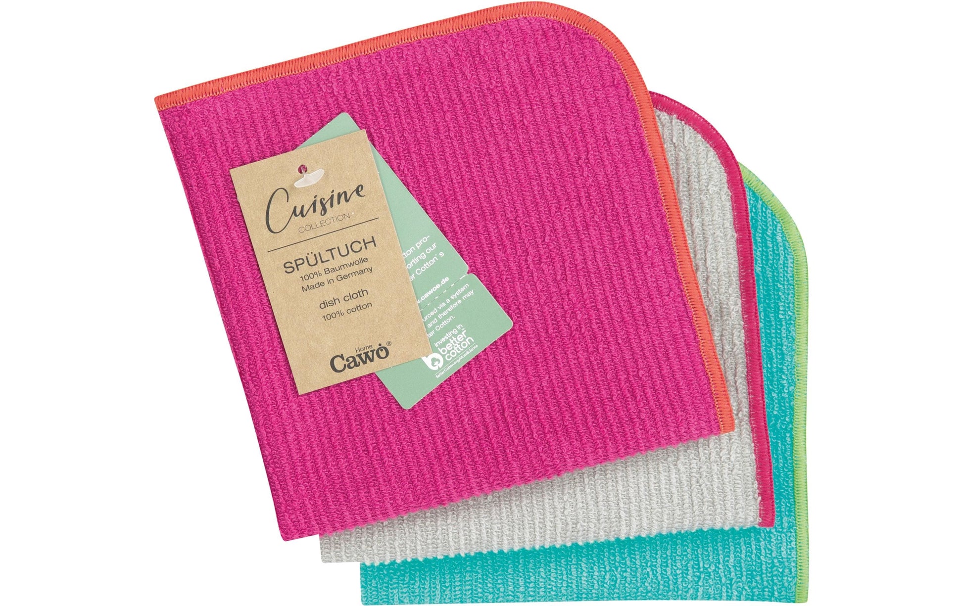 Cawö Abwaschlappen – assortiert – 30 × 30 cm – Baumwolle – 3er-Set
