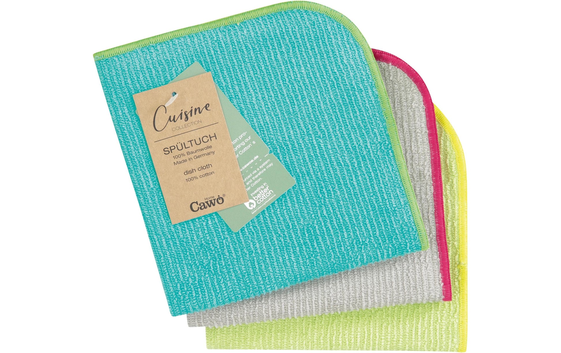 Cawö Spültuch – assortiert, 30 × 30 cm, Baumwolle, 3er-Set