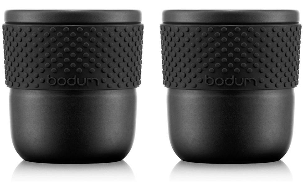 Bodum Teetasse Assam – 2er Set, 200 ml, Ø 7,7 cm, H 8,5 cm, Porzellan/Silikon, Schwarz