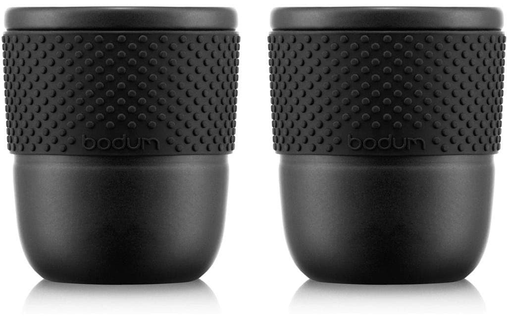 Bodum Teetasse ASSAM – 2er Set, 300 ml, Porzellan, Schwarz, mit Silikonband