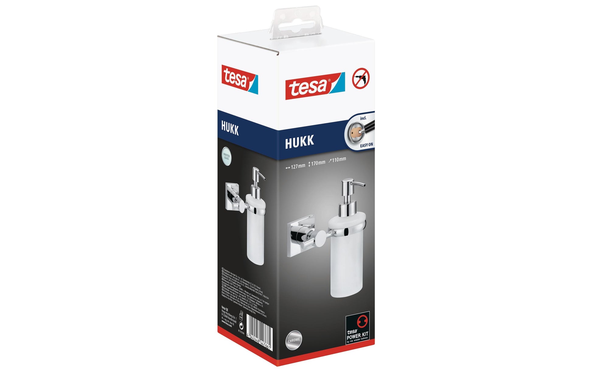 Tesa Manueller Seifenspender – Wandmontage – 200 ml, Edelstahl