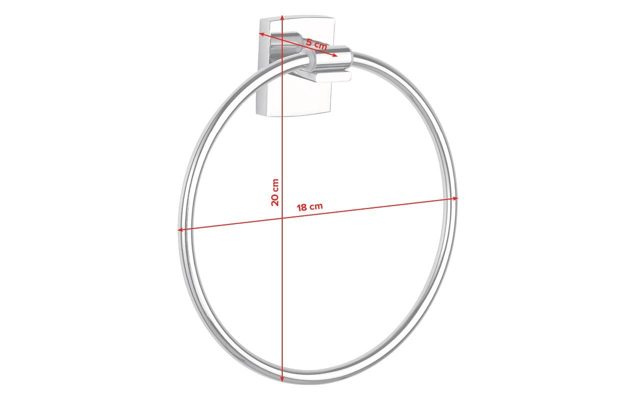 TESA 40266-00000-00 Handtuchring – Klebemontage – 18,5 × 20 cm – Silber – Metall