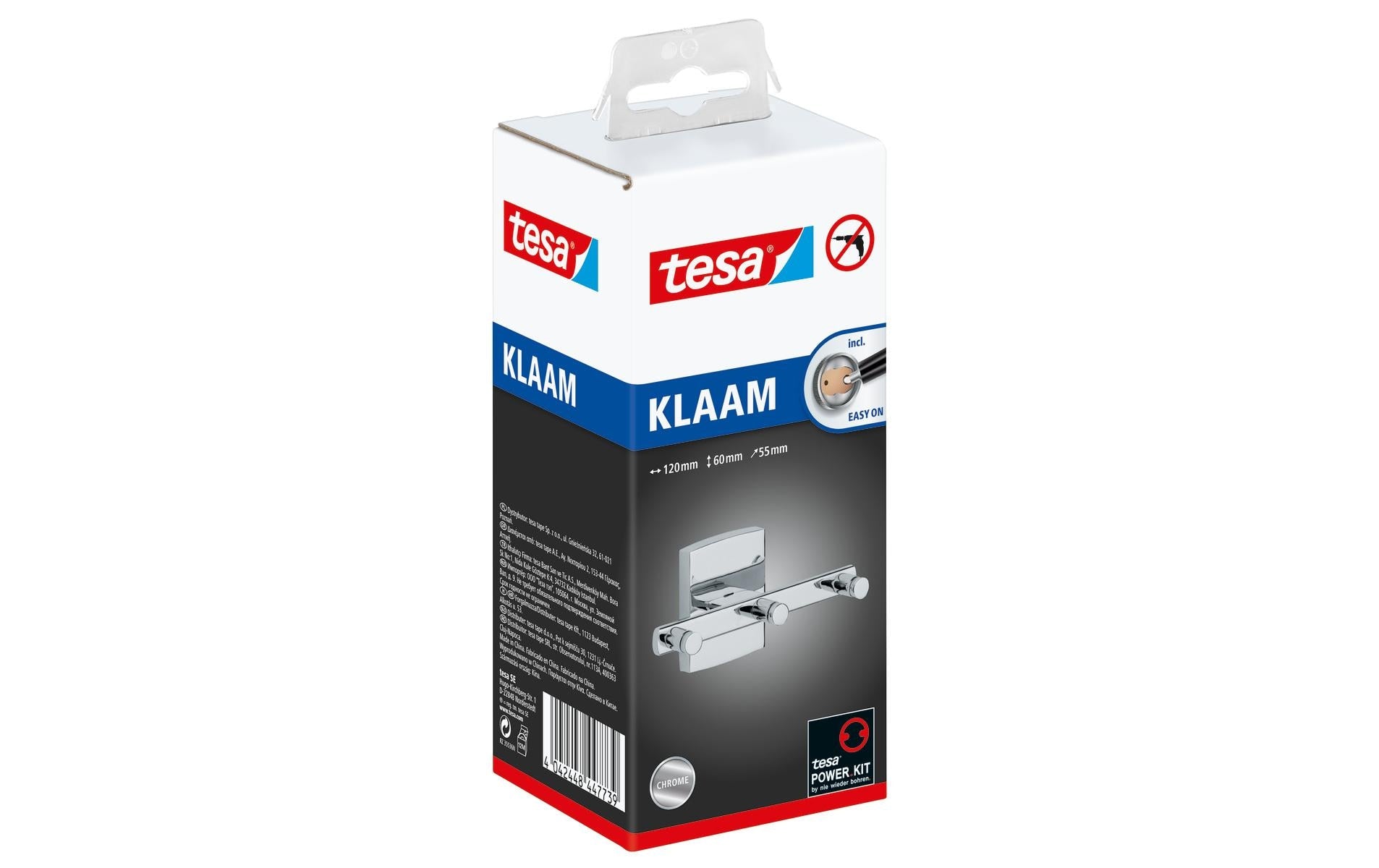 TESA Klebehaken – Edelstahl, Kleben (wandmontiert), 12×5,5×6 cm