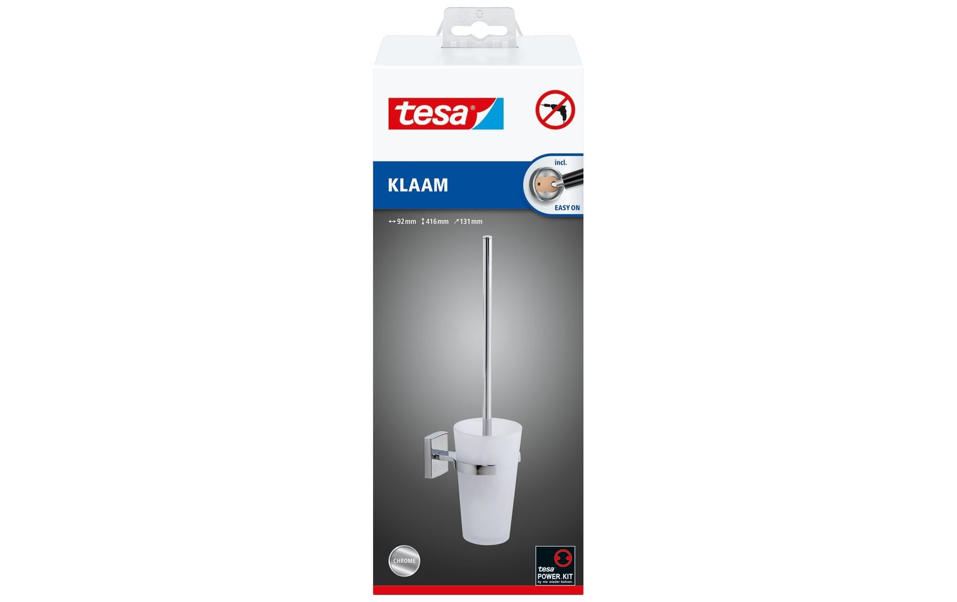 TESA WC-Garnitur – Glas/Chrom, Weiss, selbstklebend, 41,6 × 9,2 × 13,1 cm