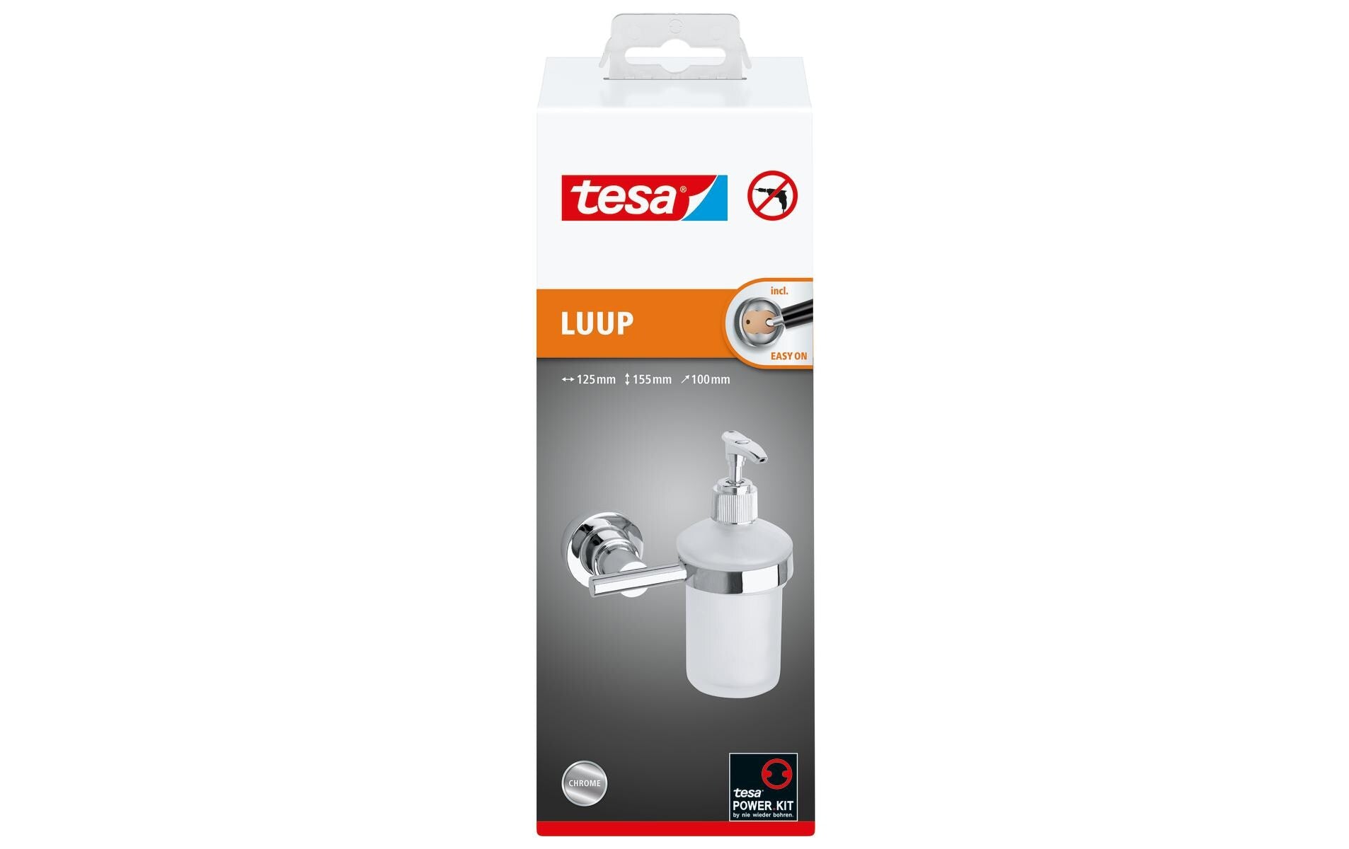 Tesa Manueller Seifenspender – Wandmontage – 175 ml, Silber, Edelstahl