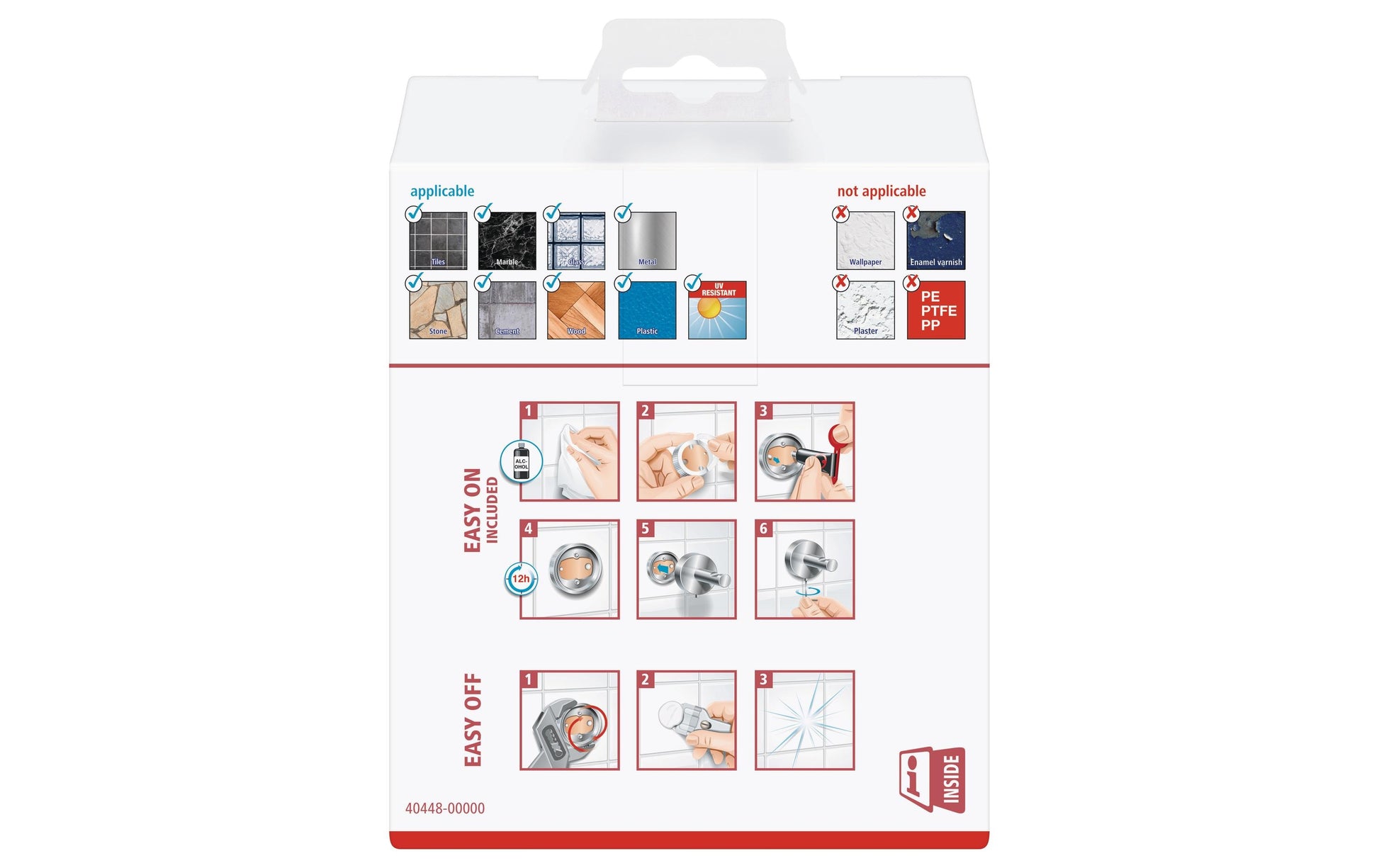 TESA Toilettenpapierhalter mit Deckel – Edelstahl, Silber, selbstklebend, 13,5 × 13,2 × 4,8 cm