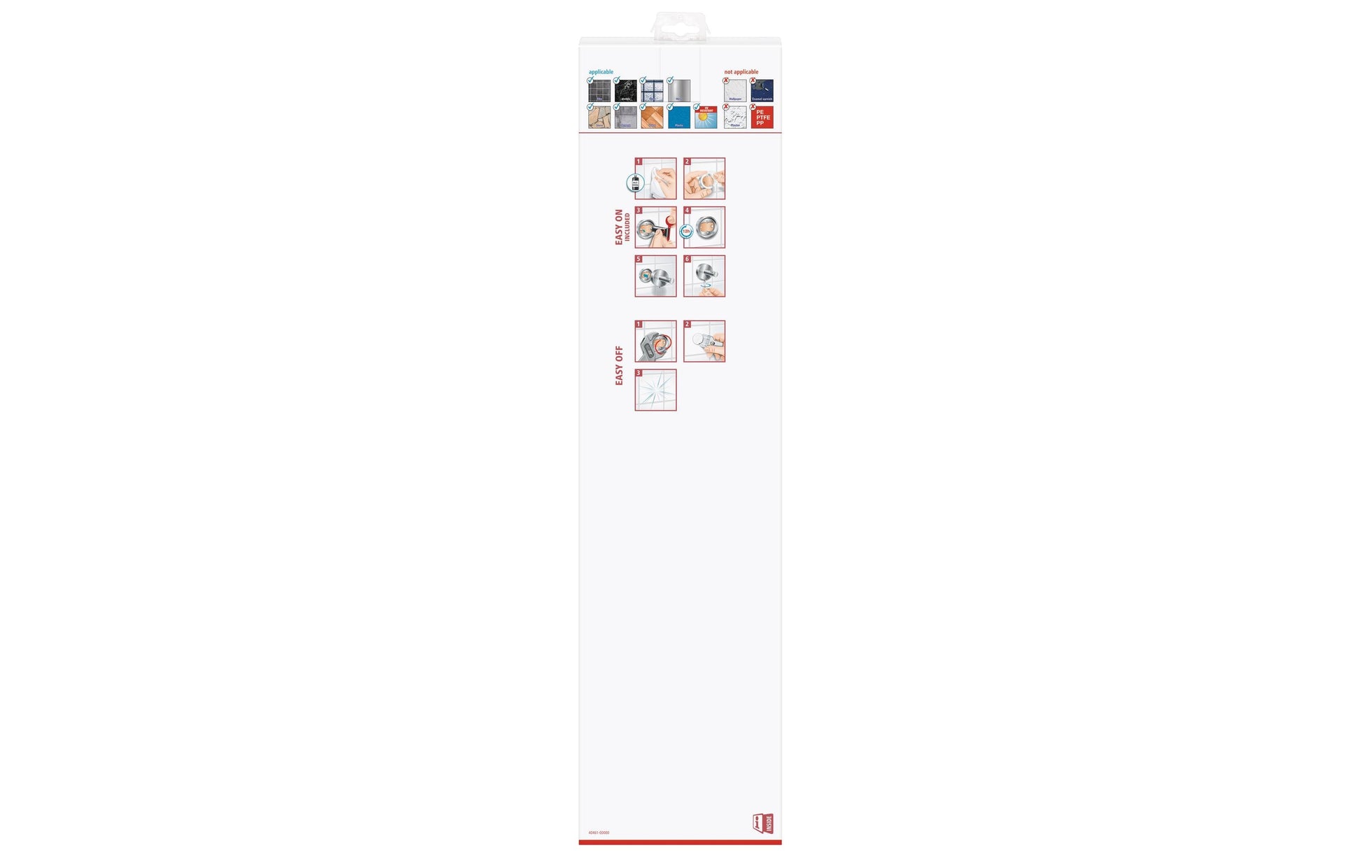 TESA Seifenhalter (Wand) 40461 – Glas/Metall, Kleben (Klebekissen), 60×5×12,3 cm, Silber