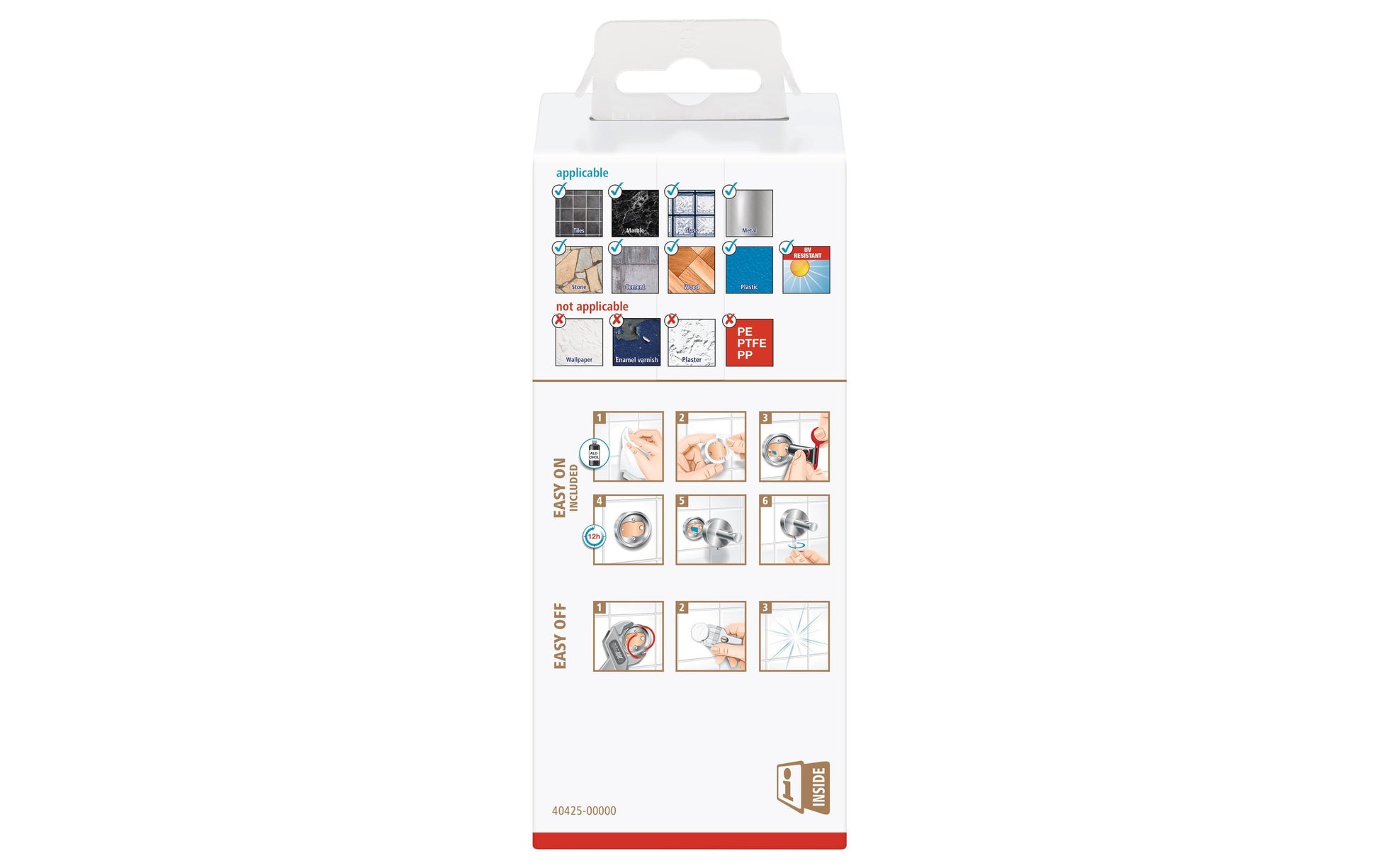 TESA Toilettenpapierhalter – Edelstahl, wandmontiert, klebend, 5 × 13,2 × 5 cm