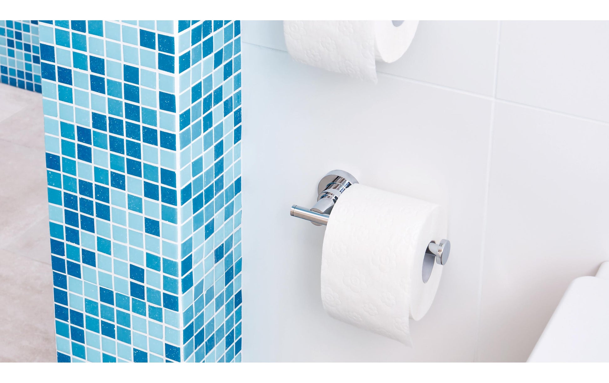 TESA Toilettenpapierhalter – Edelstahl, klebend, wandmontiert, für 1 Rolle, 17,5 × 7 × 5 cm