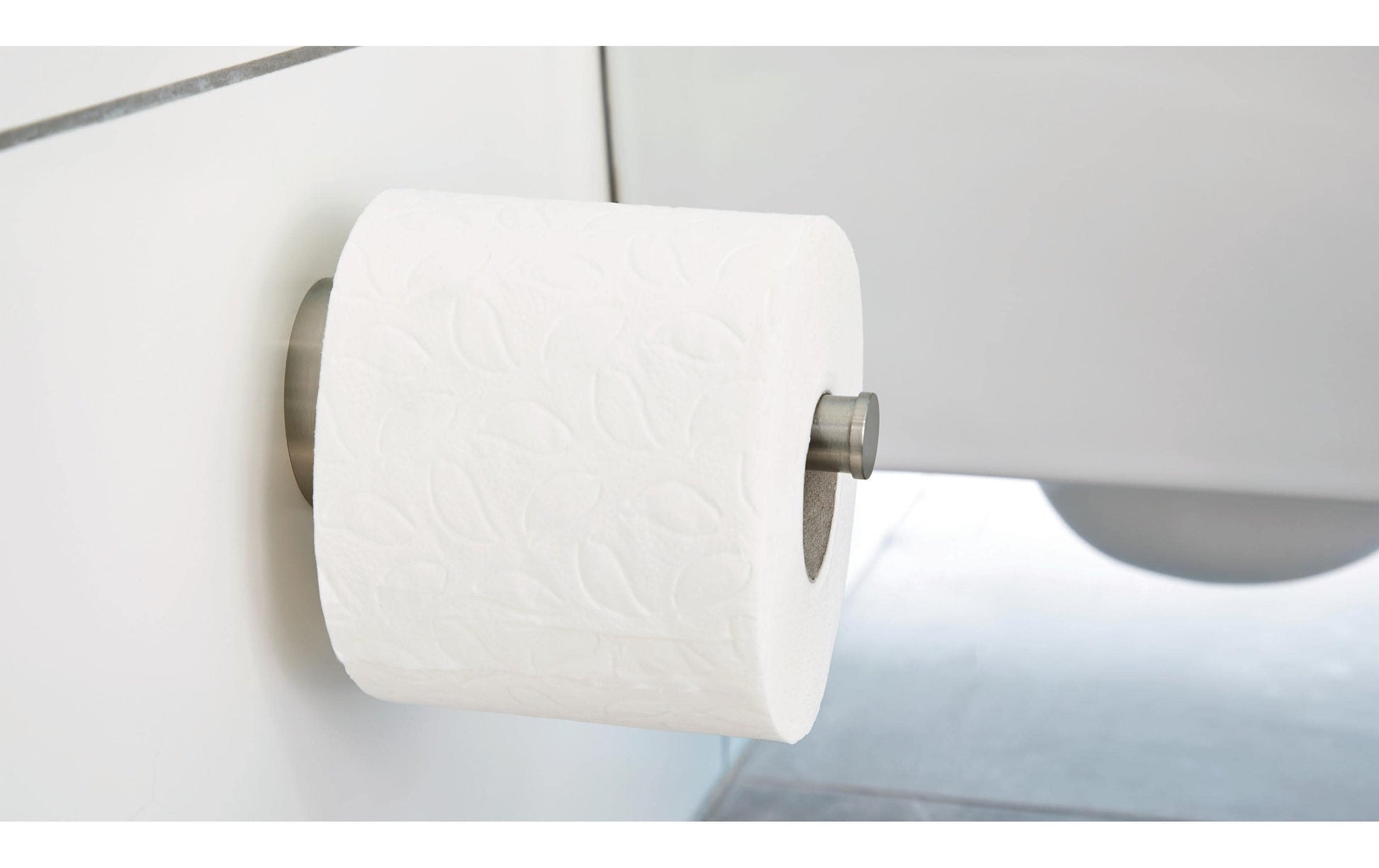 TESA Toilettenpapierhalter – Edelstahl, klebend, wandmontiert, 4,9 × 12 × 4,9 cm