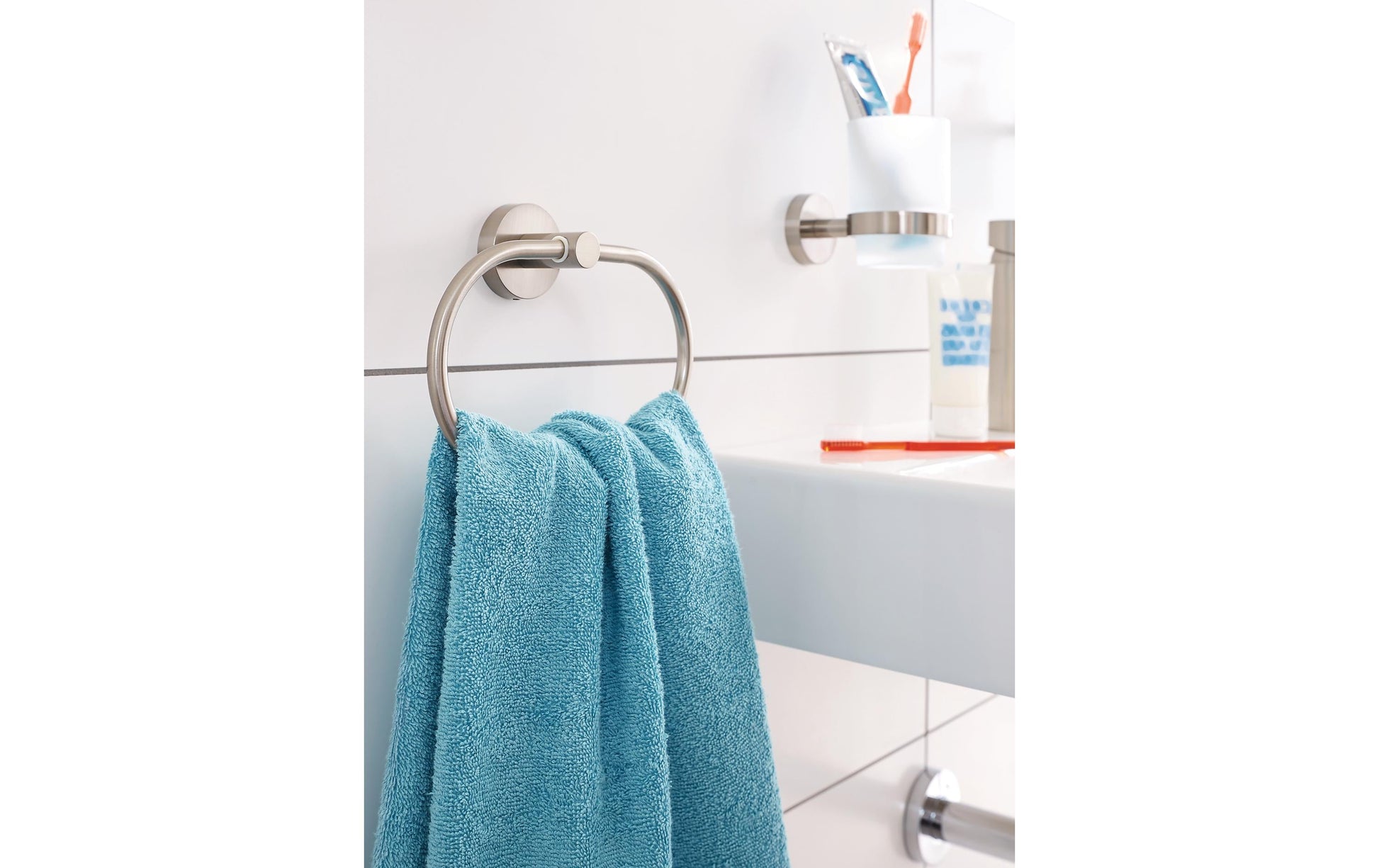 TESA Toilettenpapierhalter – Edelstahl, klebend, wandmontiert, 4,9 × 12 × 4,9 cm