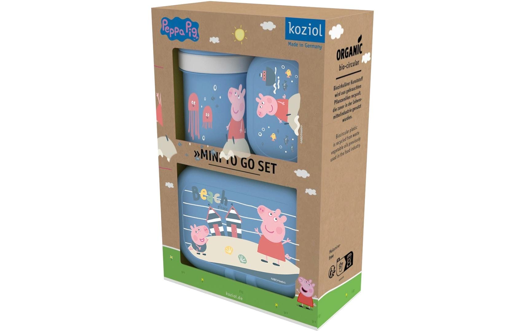 Koziol Peppa Pig – Lunchbox-Set 3-teilig, Biokunststoff, Blau, inkl. Flasche 200 ml