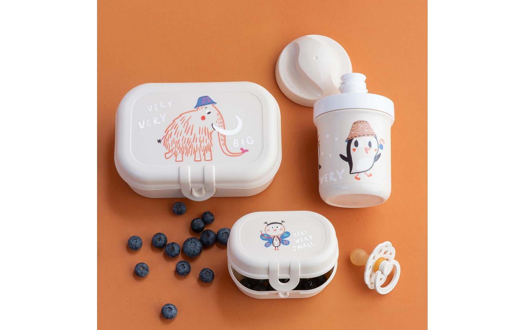 koziol Lunchbox, Biokunststoff, beige, 3er-Set, inkl. Flasche, für Kinder