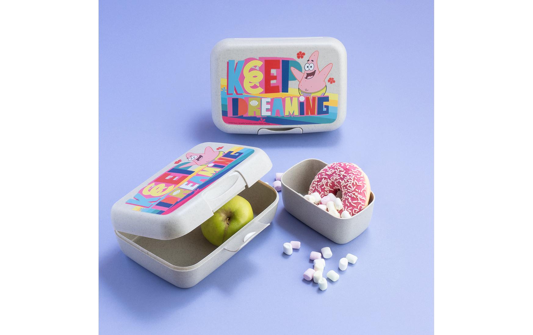koziol Lunchbox 19,0 × 13,5 × 6,5 cm, Biokunststoff, mit Trennschale, SpongeBob, gelb