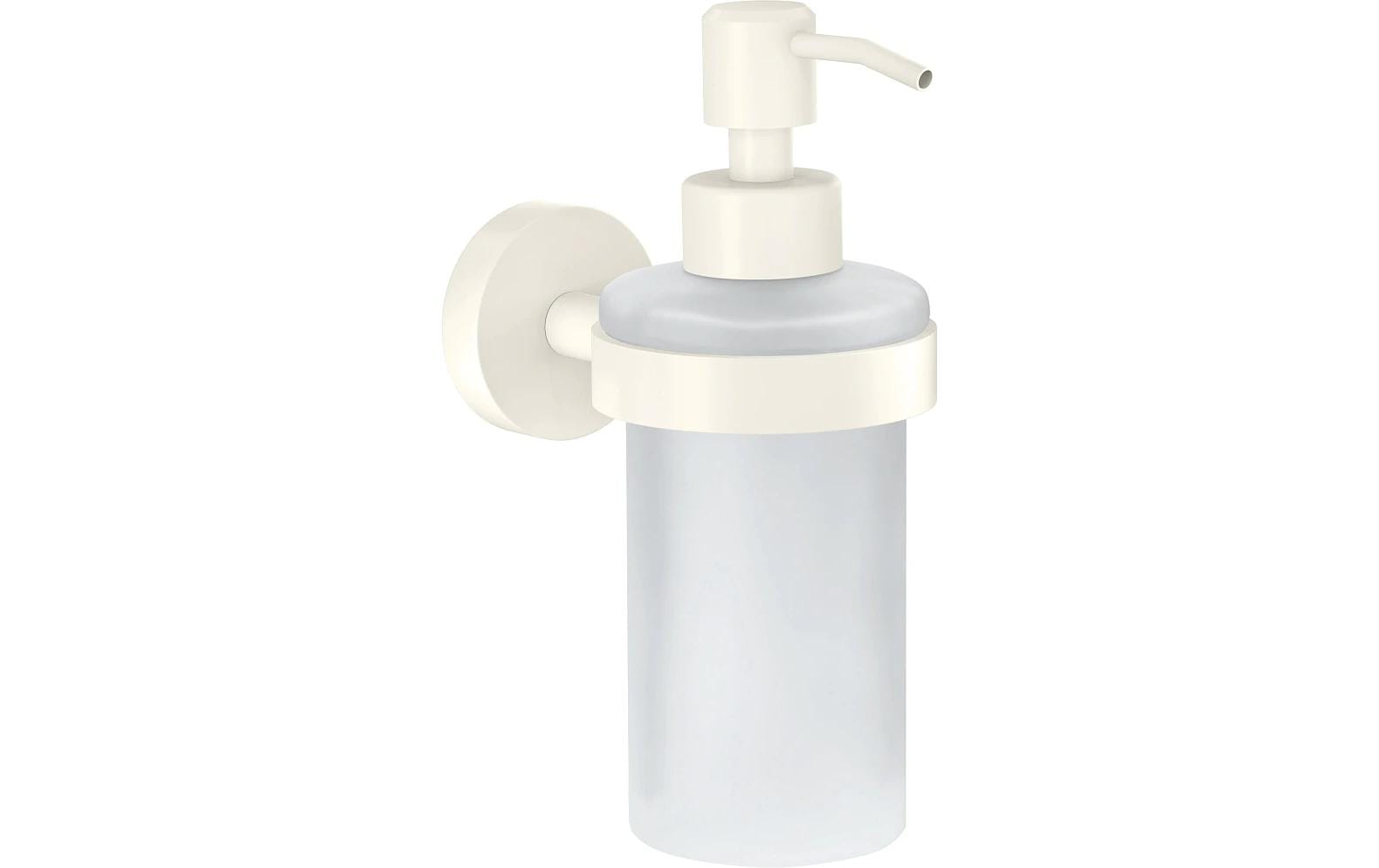 Tesa Manueller Seifenspender – Wandmontage – 200 ml, Weiss, Glas/Metall