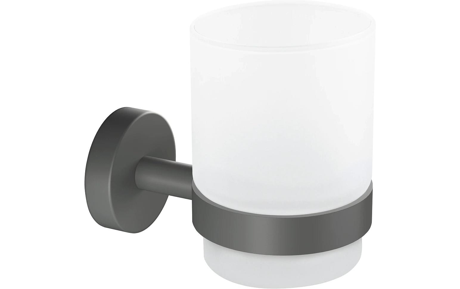 TESA Zahnbürstenhalter – 7×9,6×10,9 cm, Glas/Metall, Wandmontiert, zum Kleben