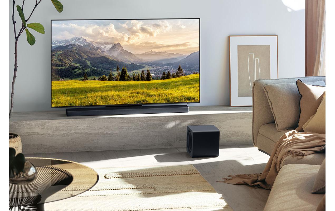 Samsung HW-QS700F – Soundbar mit kabellosem Subwoofer – 3.1.2, 345 W, für Apple AirPlay 2, HDMI 2.1, Schwarz