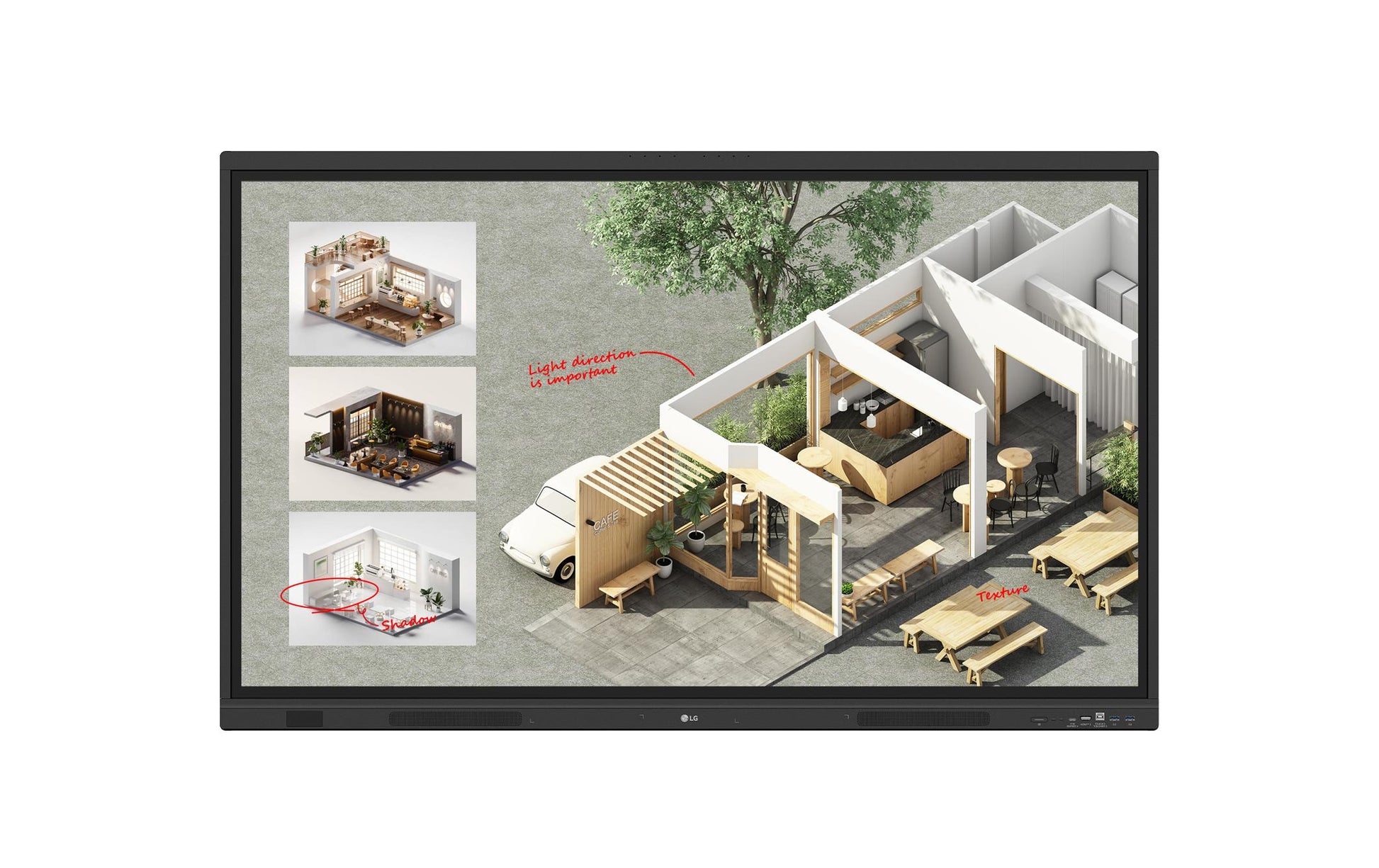 LG Whiteboard – 126,9 × 78,3 cm, Wandmontage, inkl. Stylus, Fernbedienung, HDMI- und USB-Kabel