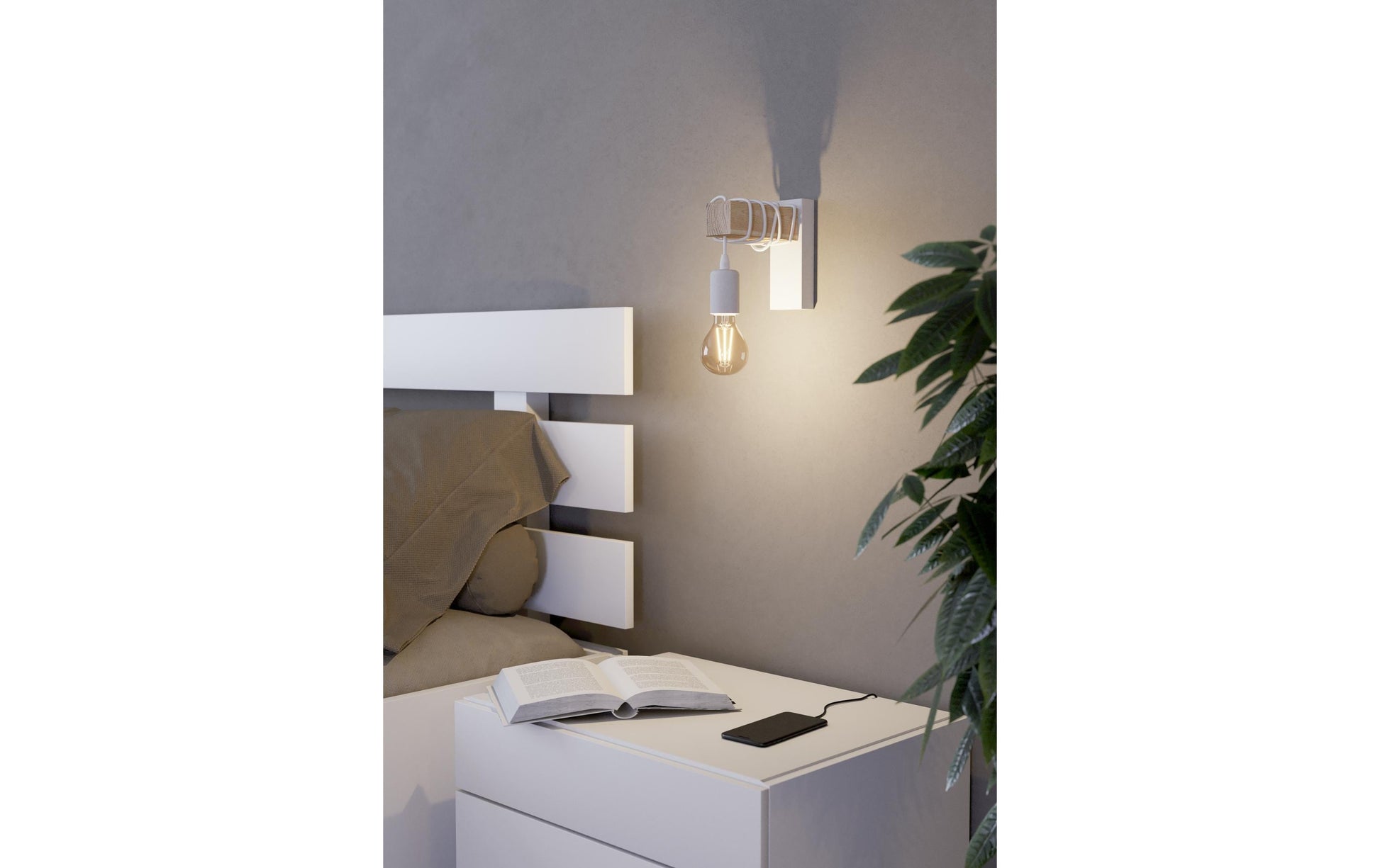EGLO Wand-/Deckenleuchte Townshend – 18,5 × 6,5 × 21,5 cm, 10 W, nicht dimmbar, weiss, exkl. E27