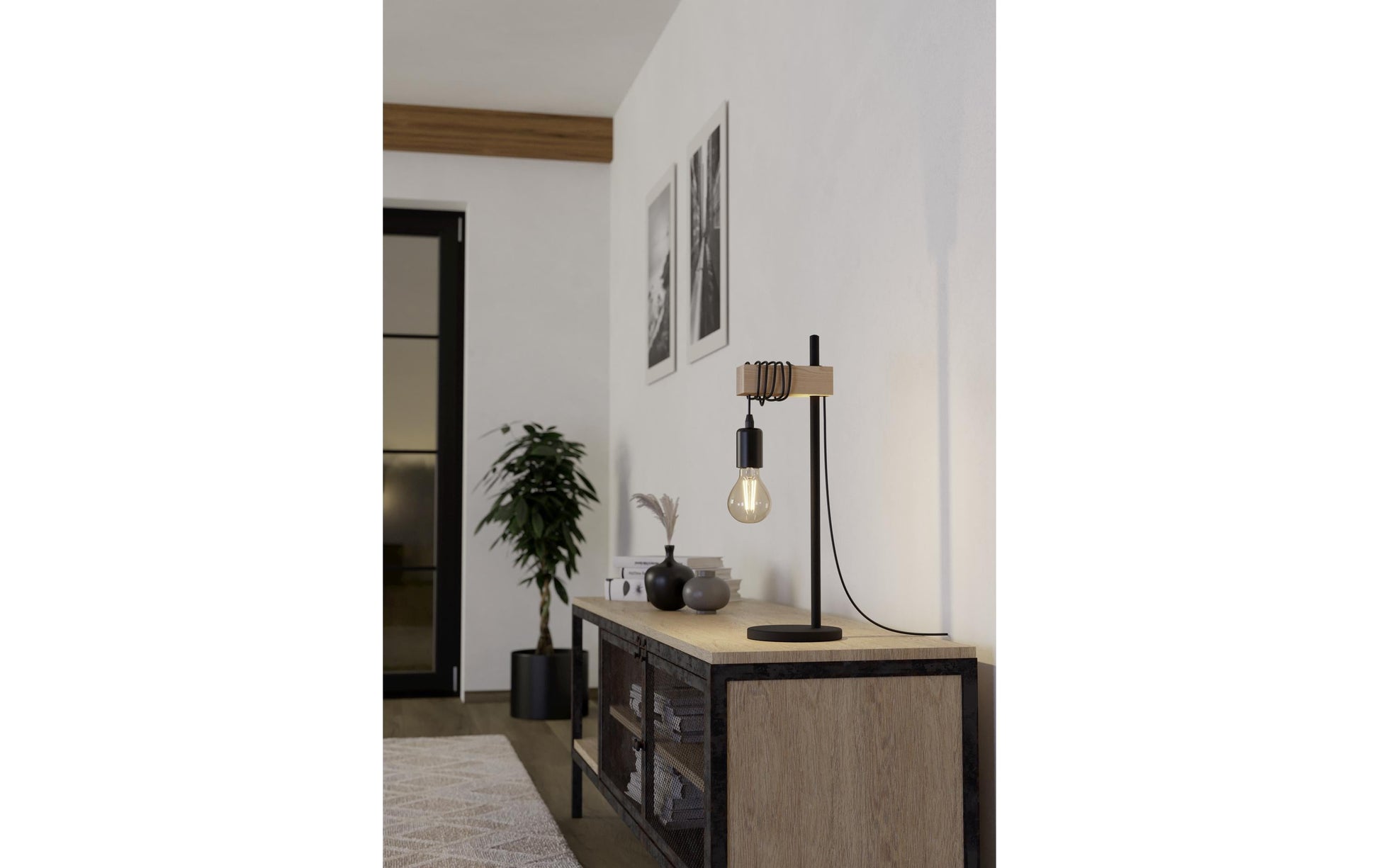 EGLO Tischleuchte TOWNSHEND 43515 – E27, max. 10 W, 50 cm, IP20 – Schwarz
