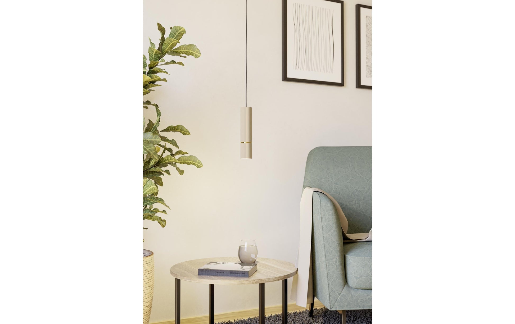 EGLO Pendelleuchte CAMINIA – Ø 11 × 110 cm, 345 lm, 4,7 W, 3000 K, beige, inkl. GU10