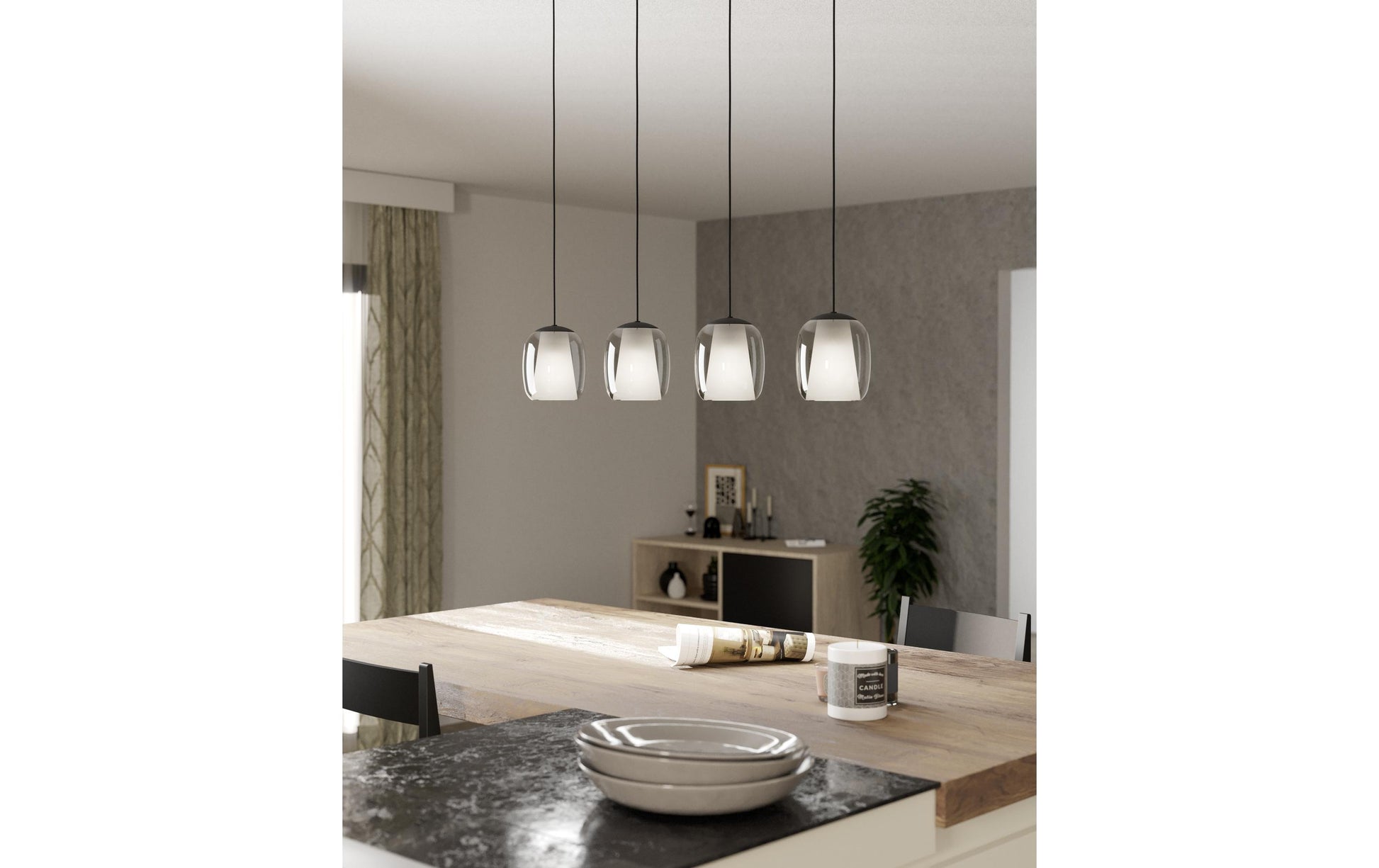 EGLO Deckenleuchte Ciampino – 97,5 × 110 cm, 112 W, schwarz, exkl. E27, 4-flammig