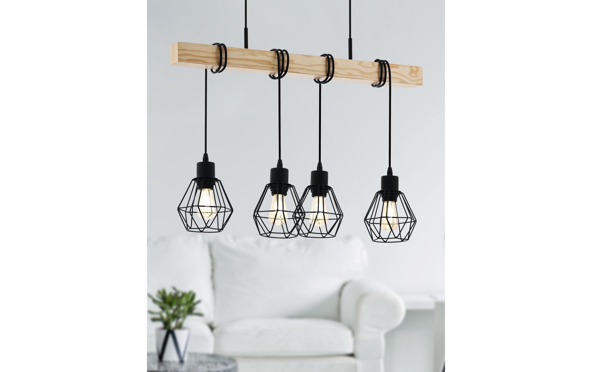 EGLO Pendelleuchte Townshend 5 – 20.0 × 70.0 × 110.0 cm, 240 W, schwarz, E27, exkl. Leuchtmittel