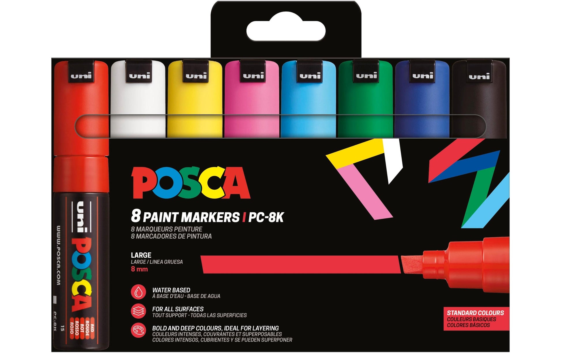 Uni-Ball Uni Permanentmarker für Papier – Mehrfarbig, 8er Set