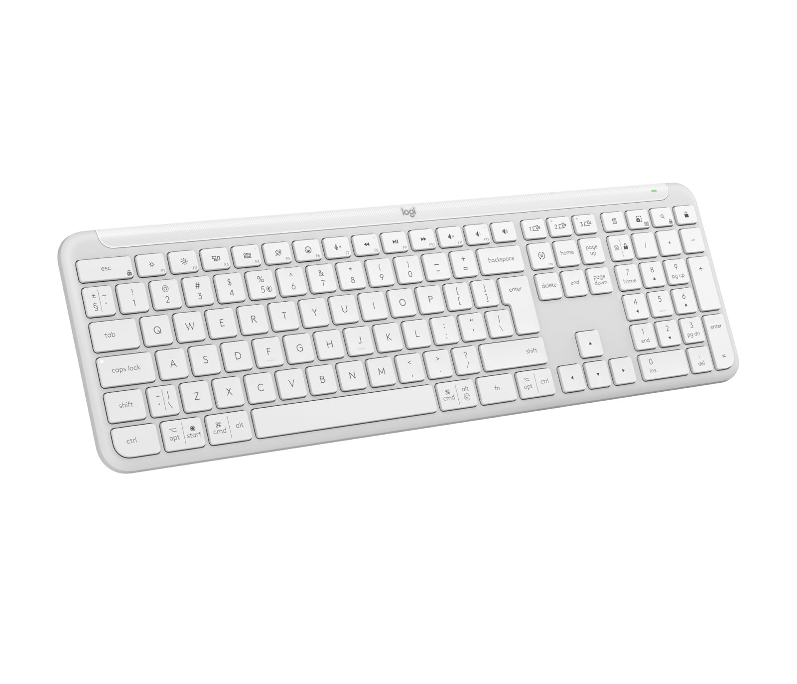 Logitech Signature Slim K950 – Tastatur, kabellos, US-Layout (EN), Low-Profile, Weiss