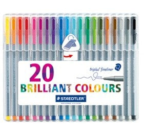STAEDTLER Triplus 334 Fineliner Etui – 20 Stk., 0,3 mm, sortiert
