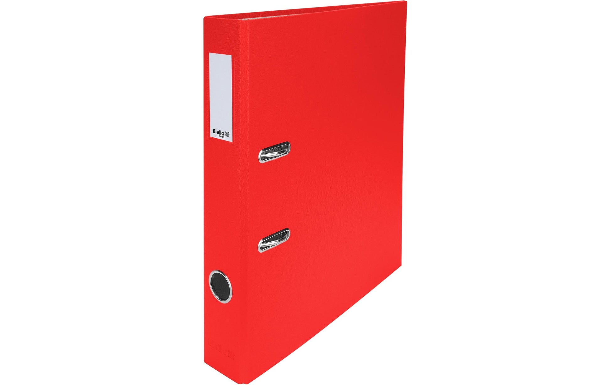 Biella Ordner – A4 hoch – 2-Ring Hebelmechanik, Rücken 40 mm – rot, mit Niederhalter, mit Griffloch, FSC