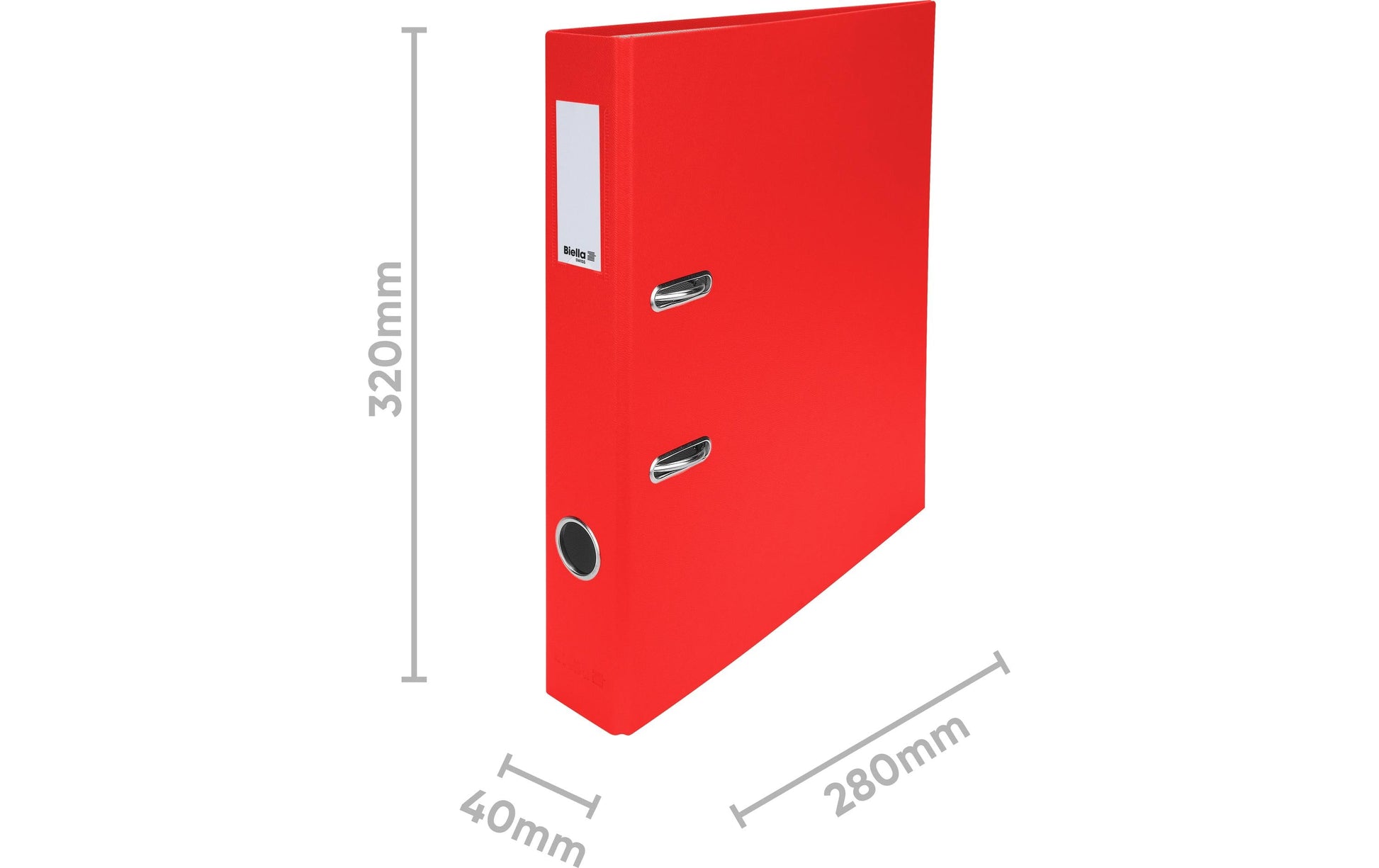 Biella Ordner – A4 hoch – 2-Ring Hebelmechanik, Rücken 40 mm – rot, mit Niederhalter, mit Griffloch, FSC