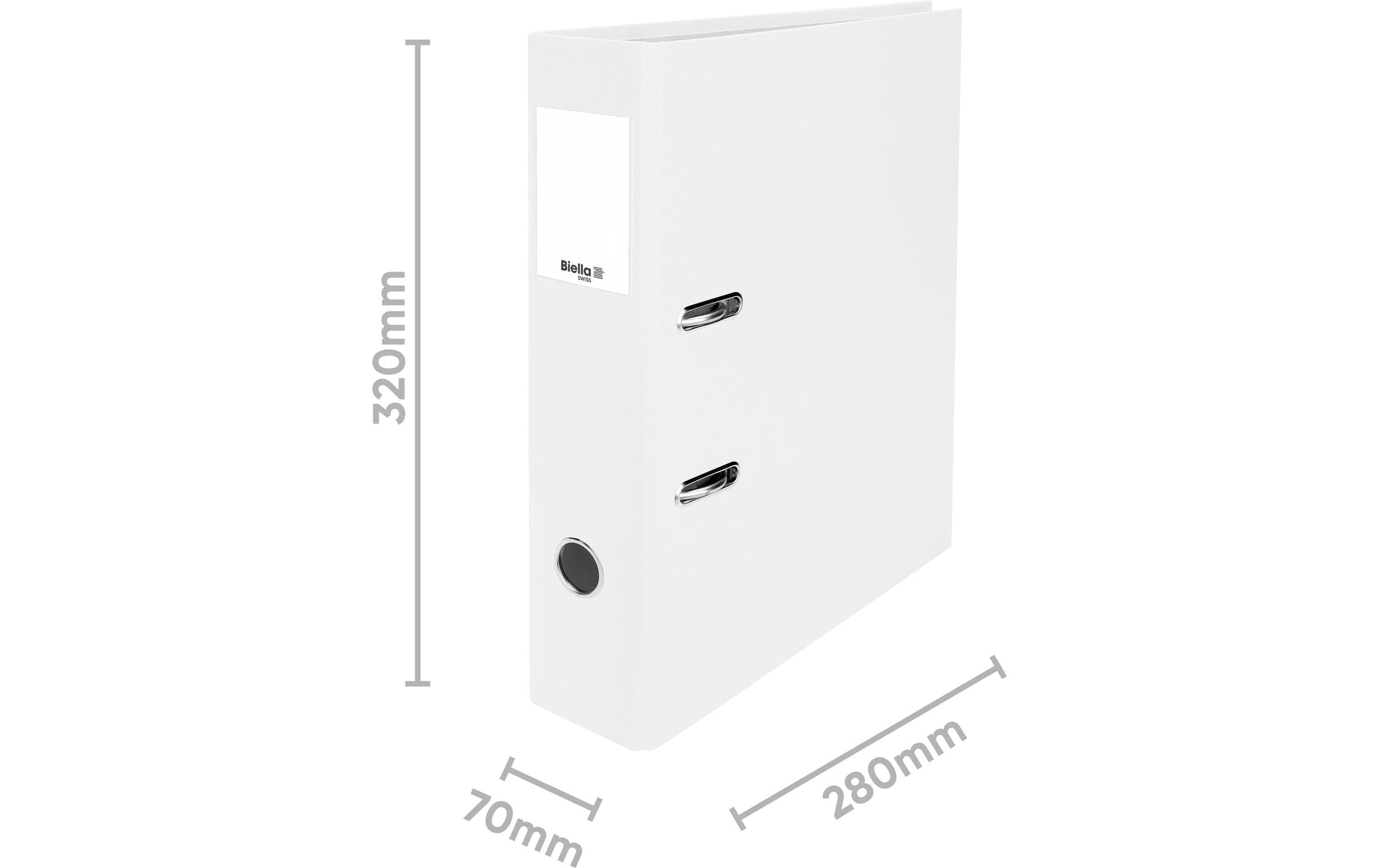 Biella Plasticolor Ordner – A4 Hochformat – 2-Ring Hebelmechanik, Rücken 70 mm – Weiss, Karton, mit Niederhalter