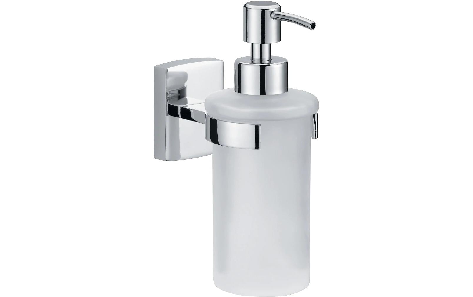 TESA Seifenspender, manuell, 200 ml, Wandmontage, Metall, Edelstahl, B 70 × H 170 × T 125 mm, mit Klebepad