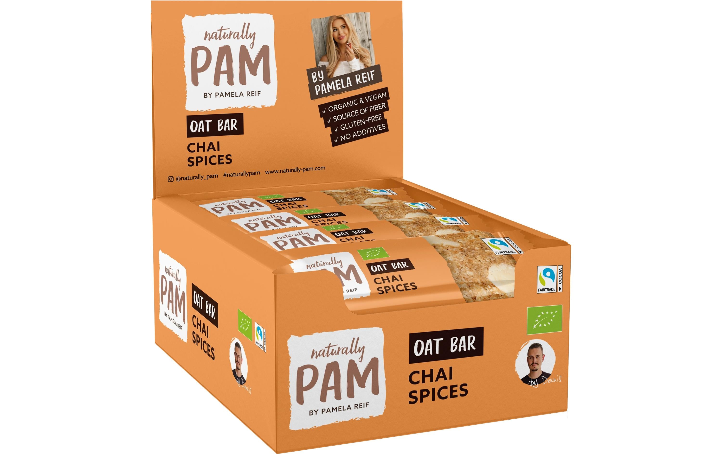 Naturally pam Bio Hafer-Riegel – Chai-Gewürz, vegan – 12 × 40 g