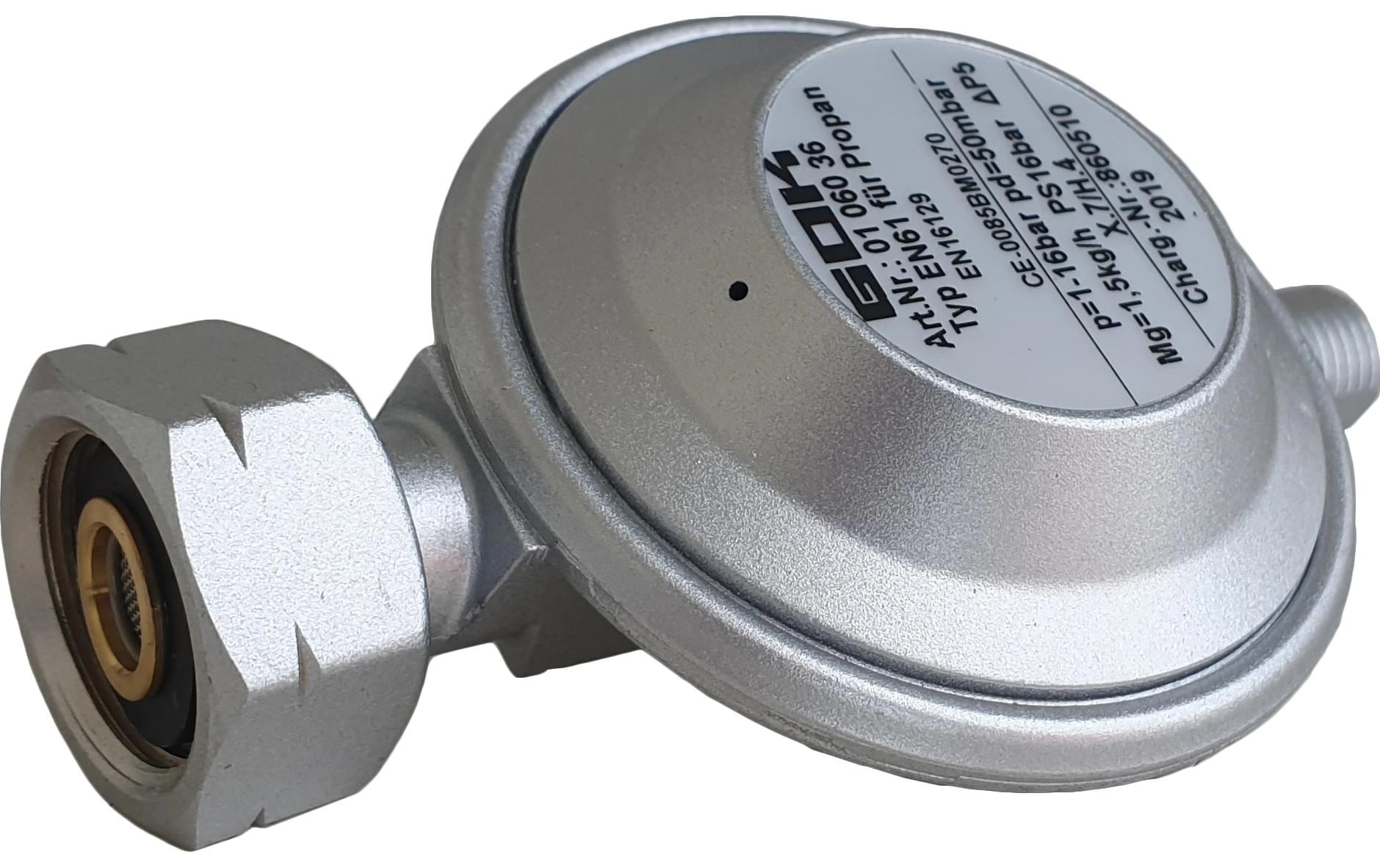 Outwell Gasregler EN61 ShellxG – 1/4" LH-KN, 50 mbar, 1,5 kg/h, Metall