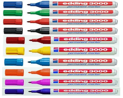 Edding 3000 Permanentmarker – Rundspitze 1,5 mm – Rot –  – für Papier, Metall und Kunststoff