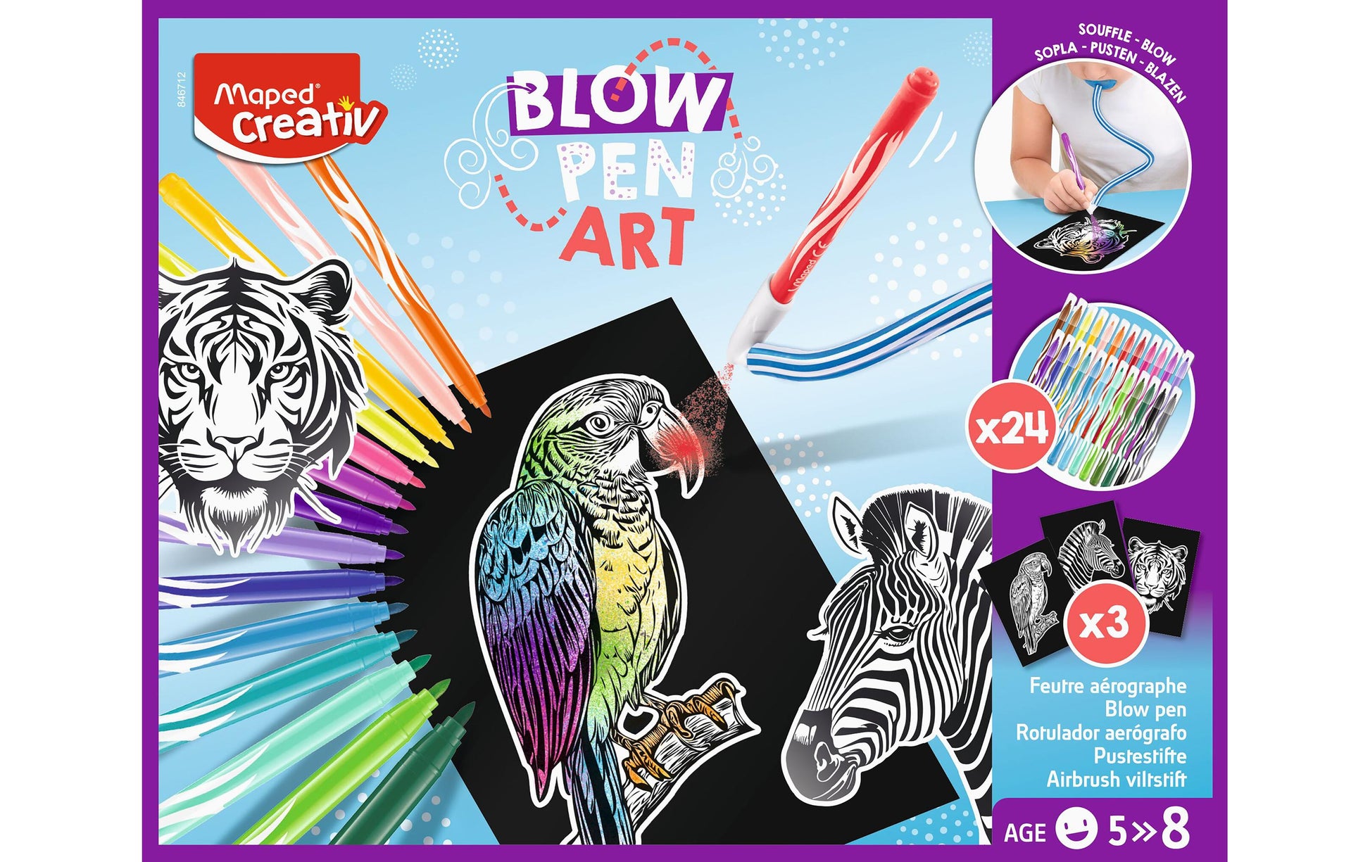 Maped Box-Pustestifte (Airbrushstifte), sortiert, 32er-Set, für Kinder ab 4 Jahren
