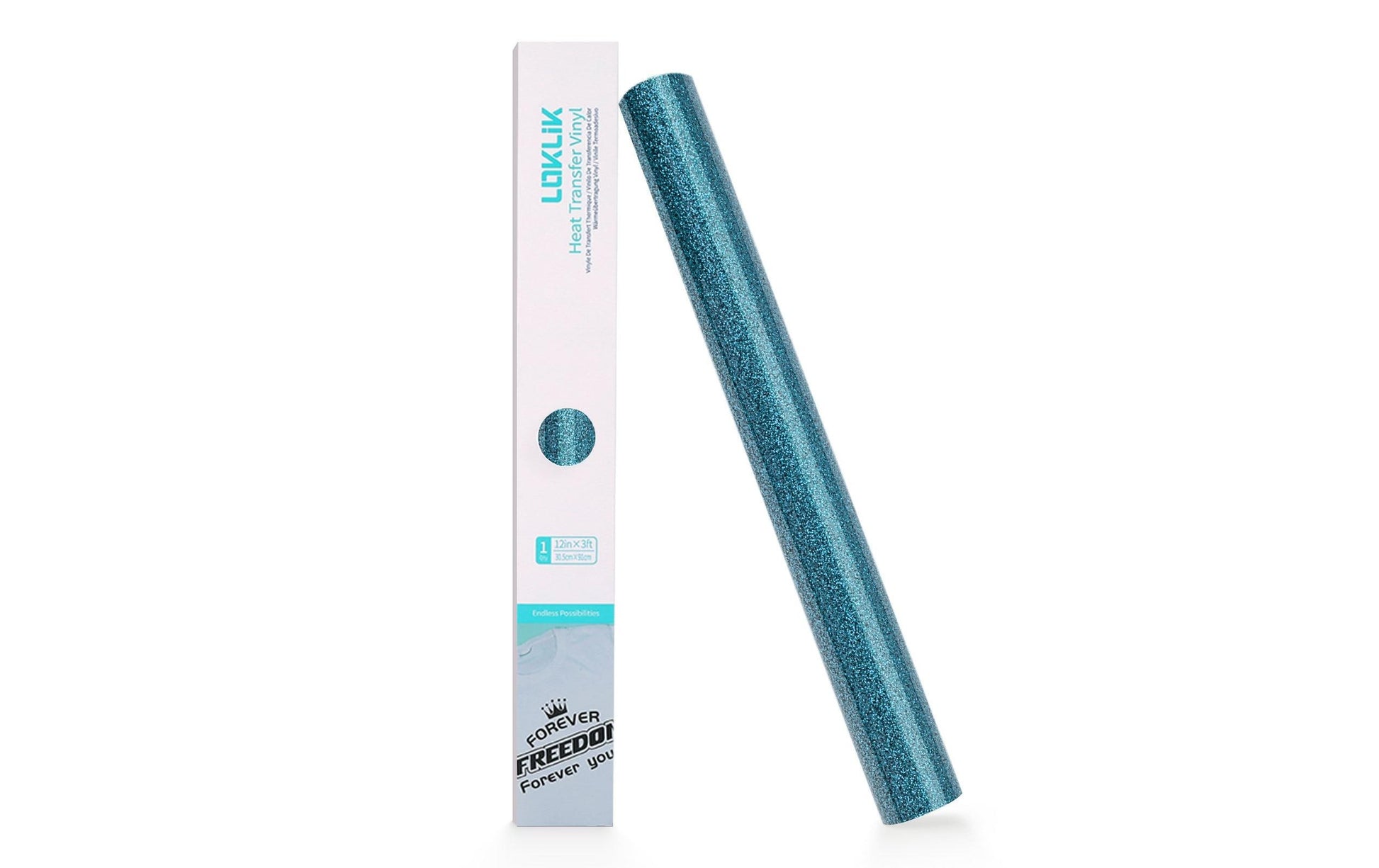 LOKLiK Aufbügelfolie (HTV), Hellblau, Glitzer, 30,5 cm × 1,8 m, 1 Rolle
